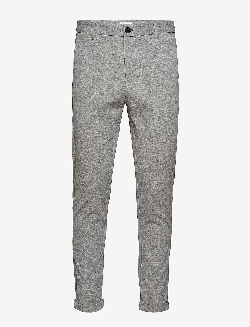 Lindbergh - Superflex knitted cropped pant - vabaaja püksid - lt grey mix - 1