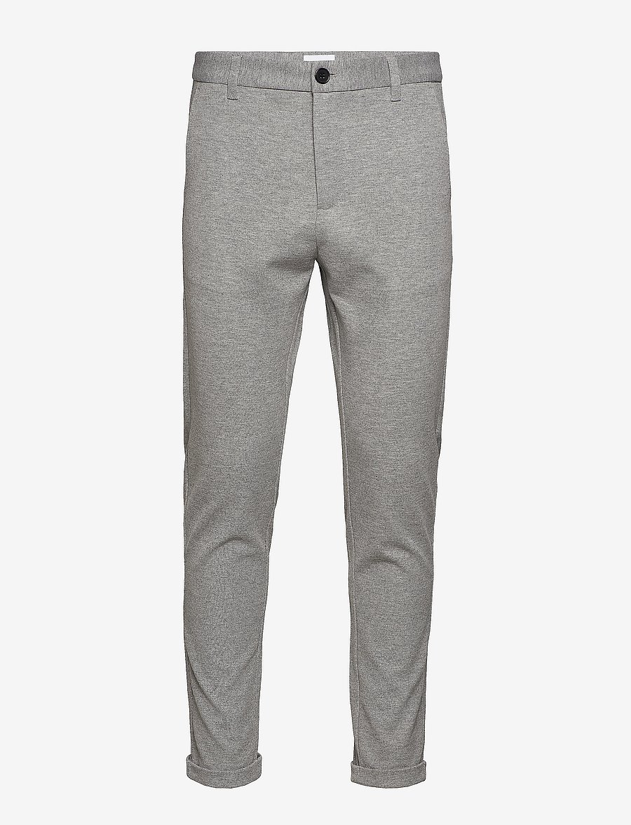 Lindbergh - Superflex knitted cropped pant - casual byxor - lt grey mix - 1