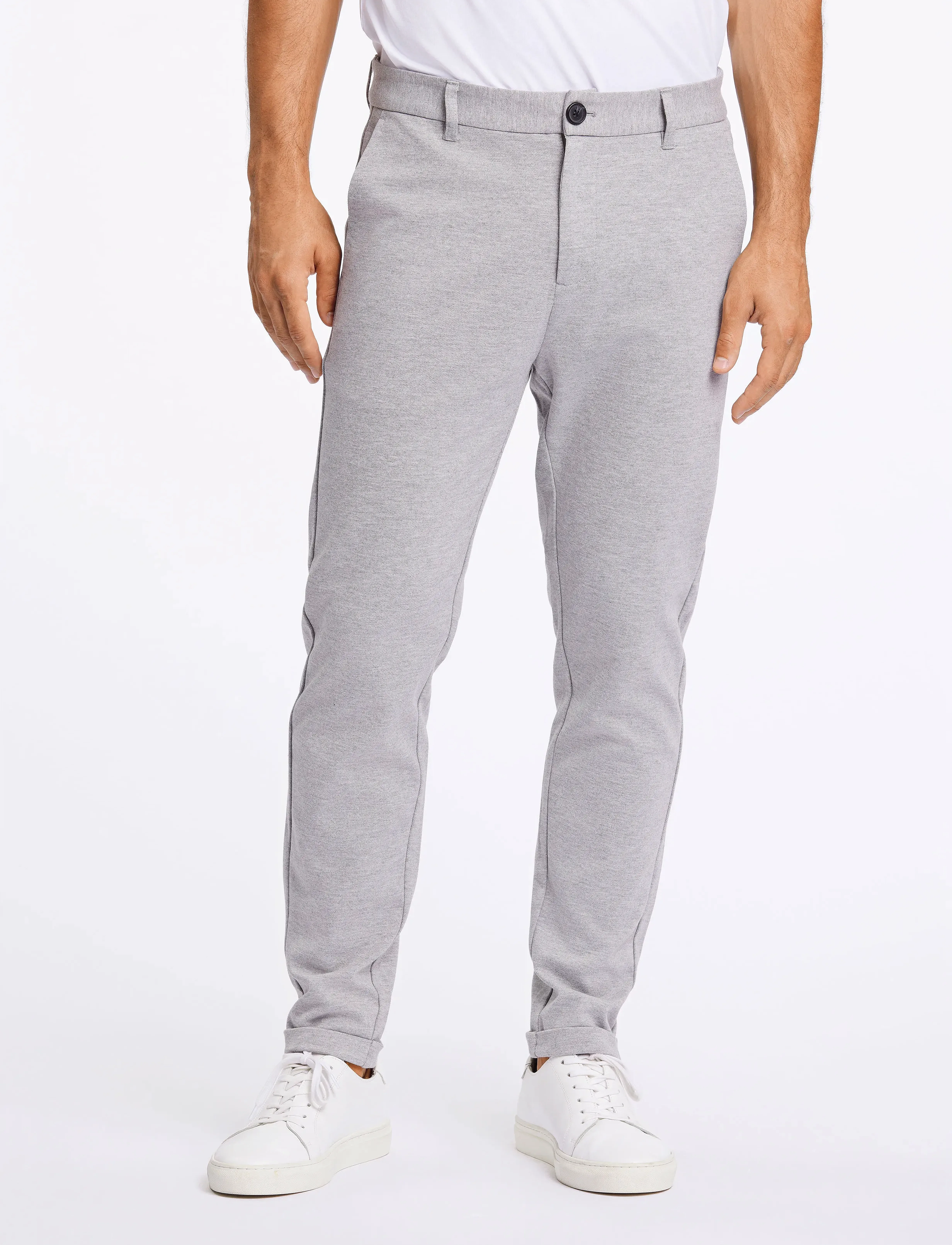 Lindbergh Superflex Knitted Cropped Pant, Mænd, Strikkede Cropped Bukser, Grå, Str: L