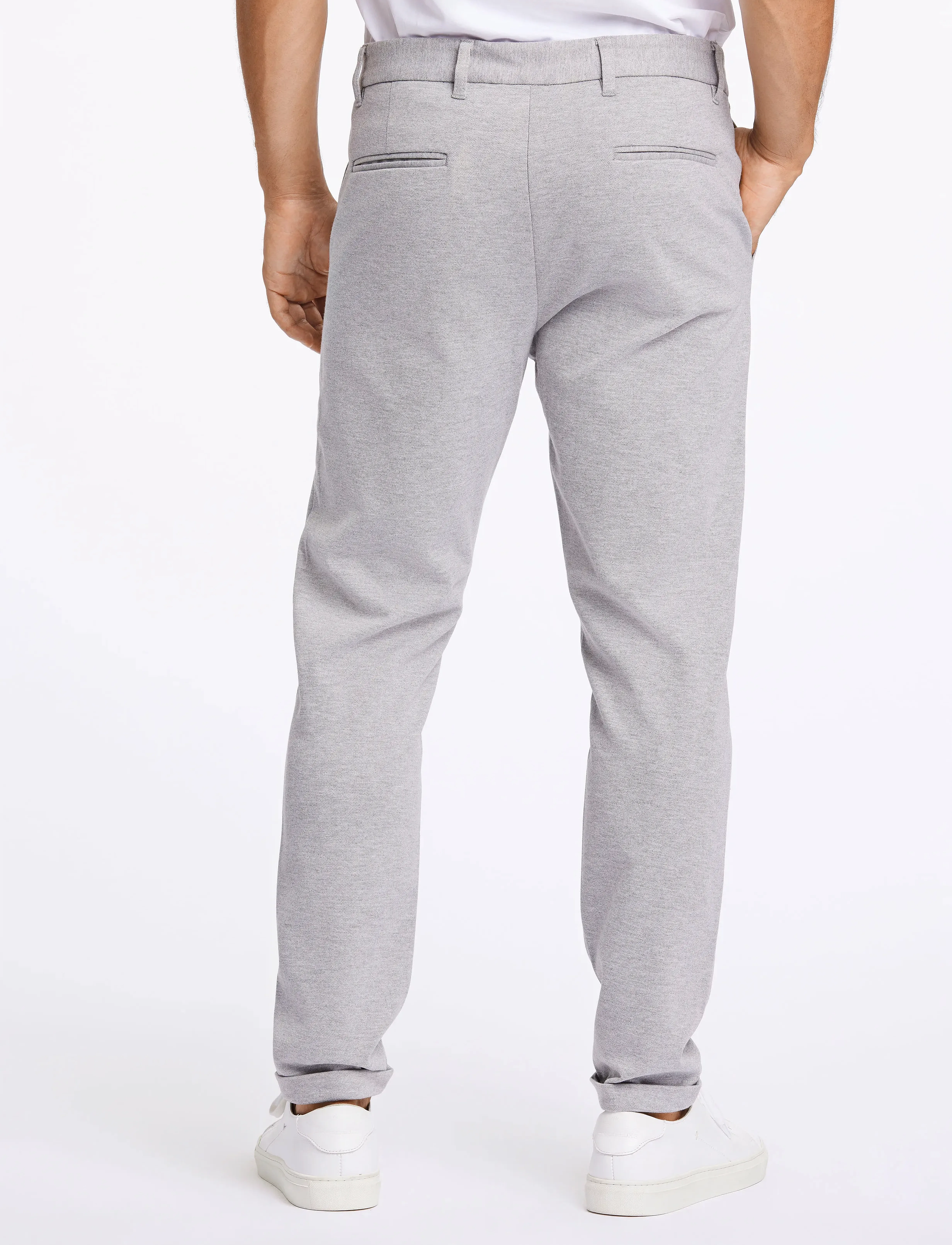Lindbergh - Superflex knitted cropped pant - casual trousers - lt grey mix - 3