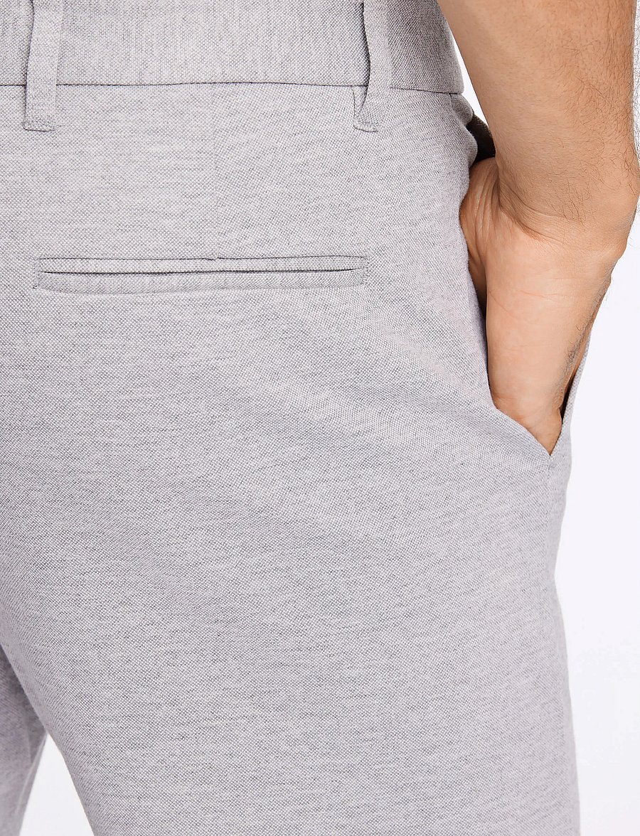 Lindbergh - Superflex knitted cropped pant - casual byxor - lt grey mix - 5
