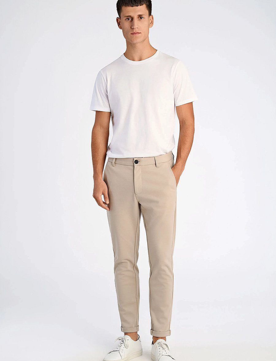 Lindbergh - Superflex knitted cropped pant - vabaaja püksid - lt stone - 4