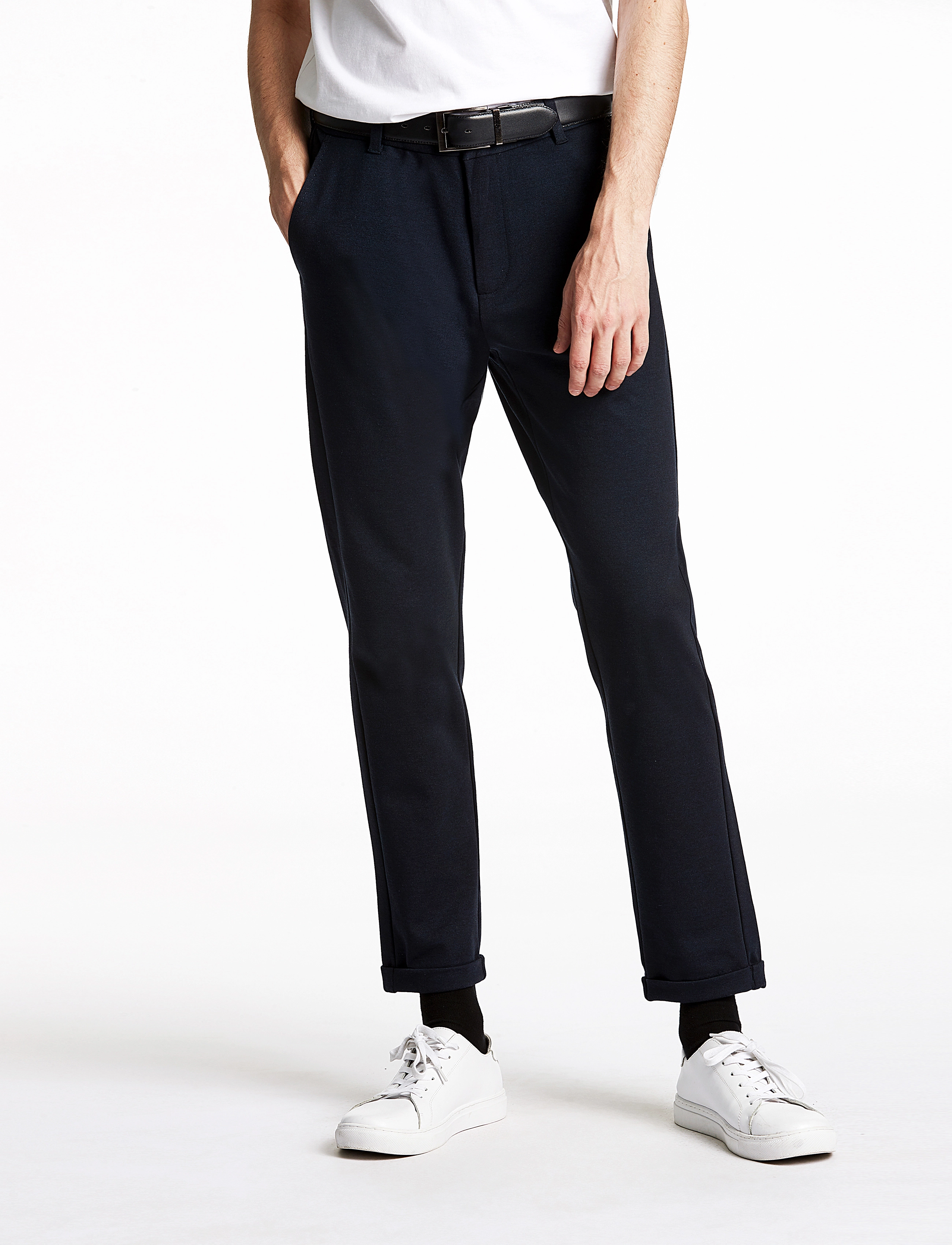 Lindbergh - Superflex knitted cropped pant - casual byxor - navy mix - 3