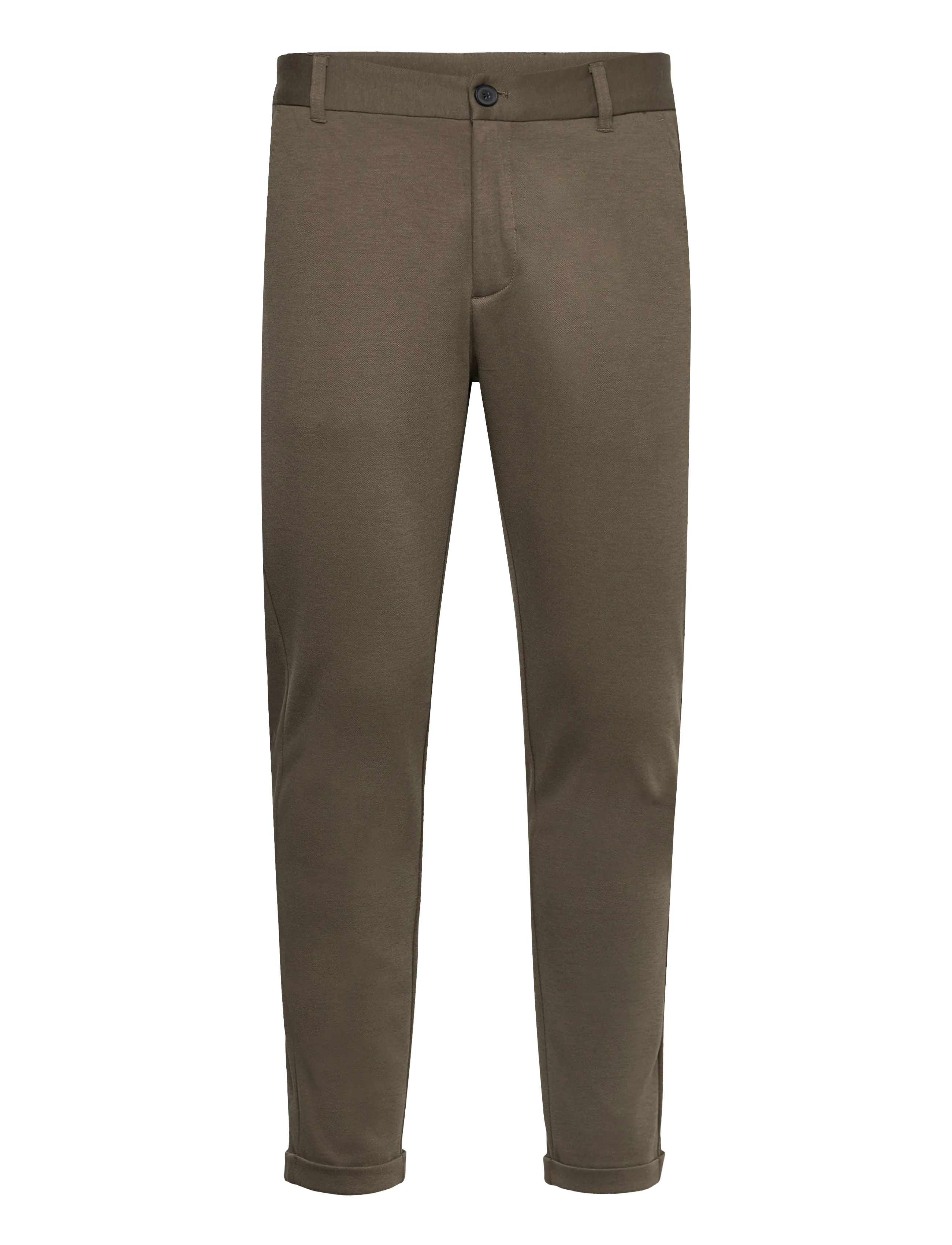 Lindbergh Superflex knitted cropped pant - Bukser - TRUE ARMY / brown