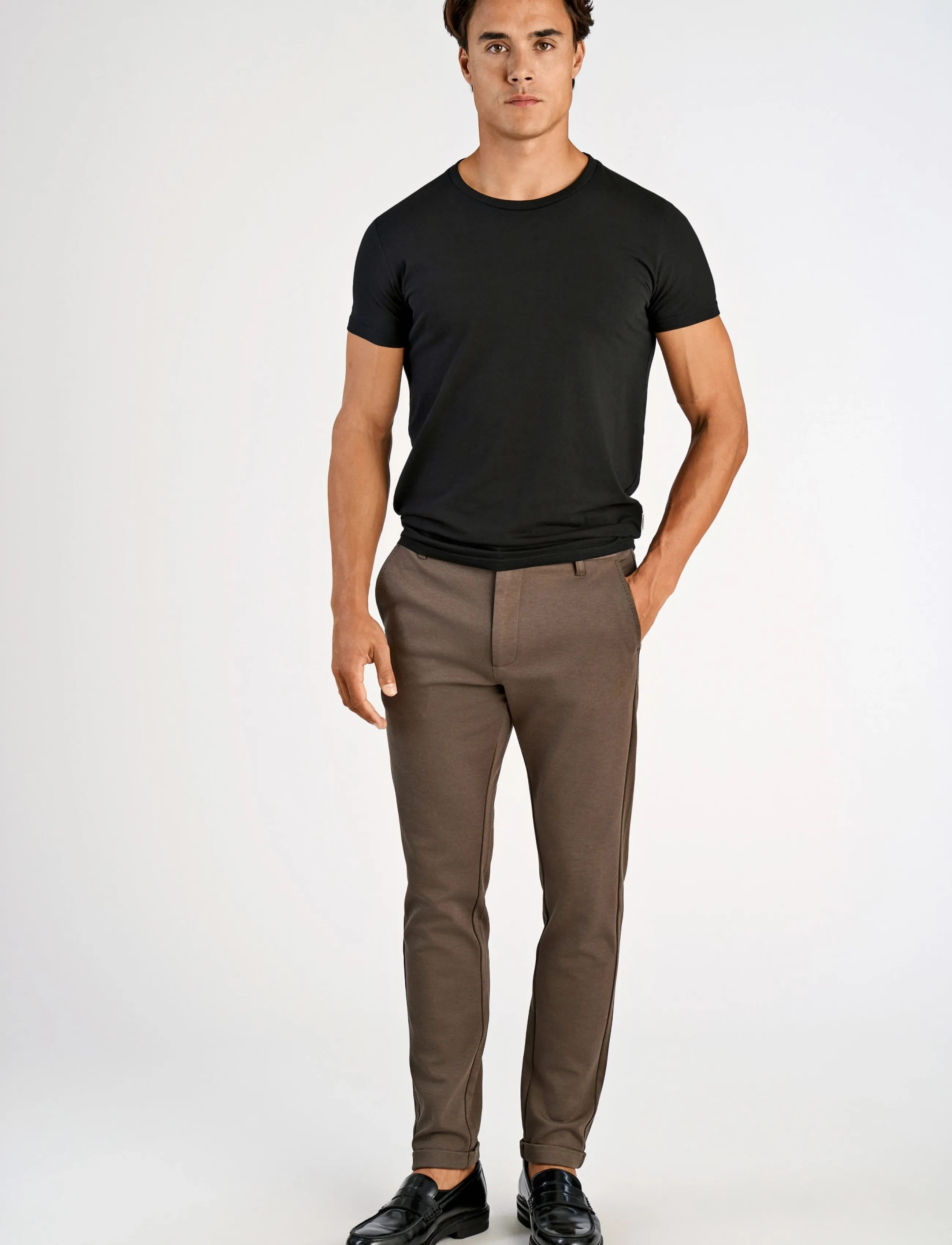 Lindbergh Superflex pant normal length - Lindbergh - DK ARMY / brown