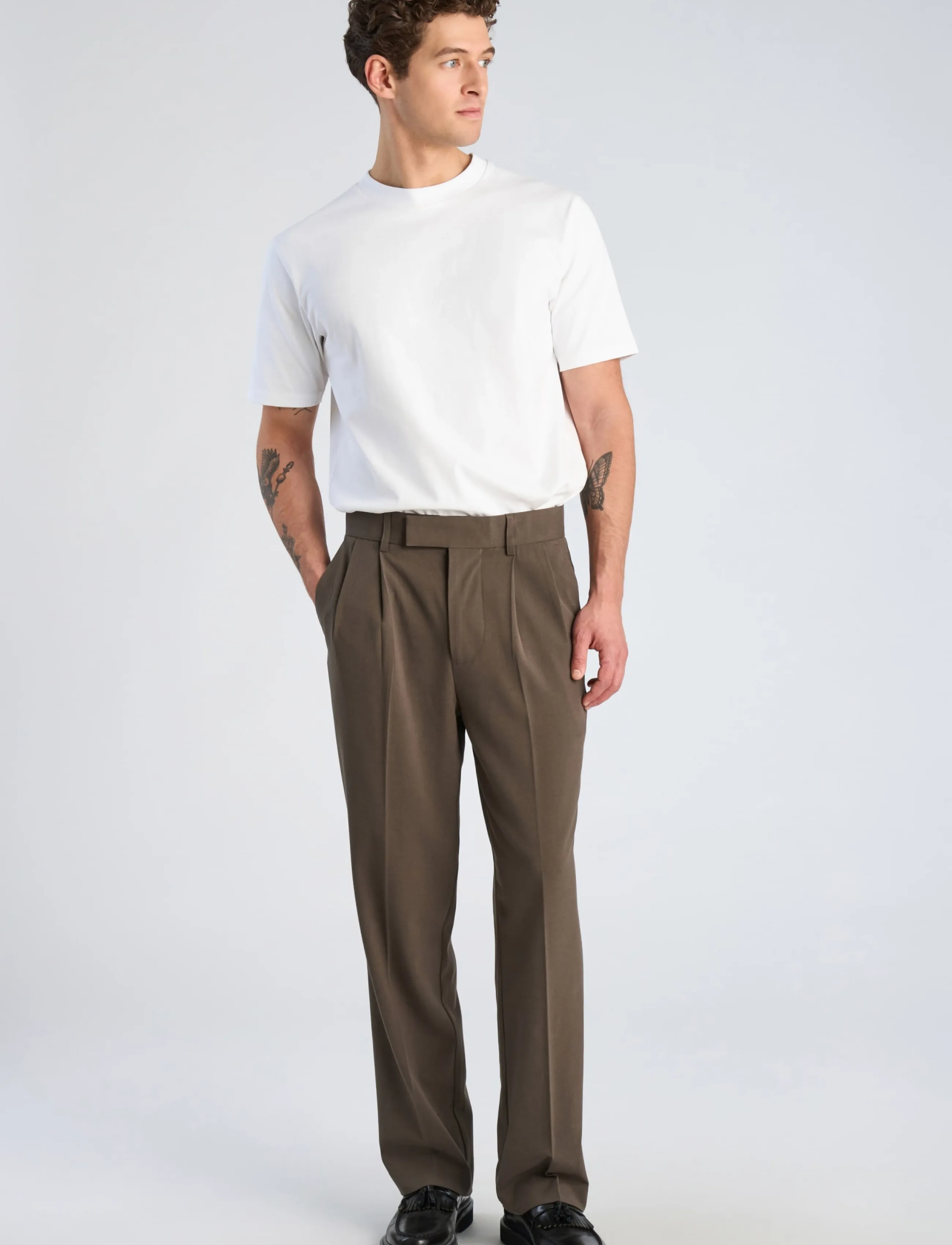 Lindbergh Relaxed straight leg formal pants - Lindbergh - DK ARMY / khaki/green