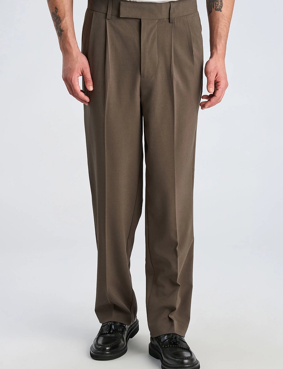 Lindbergh - Relaxed straight leg formal pants - Ülikonnapüksid - dk army - 3