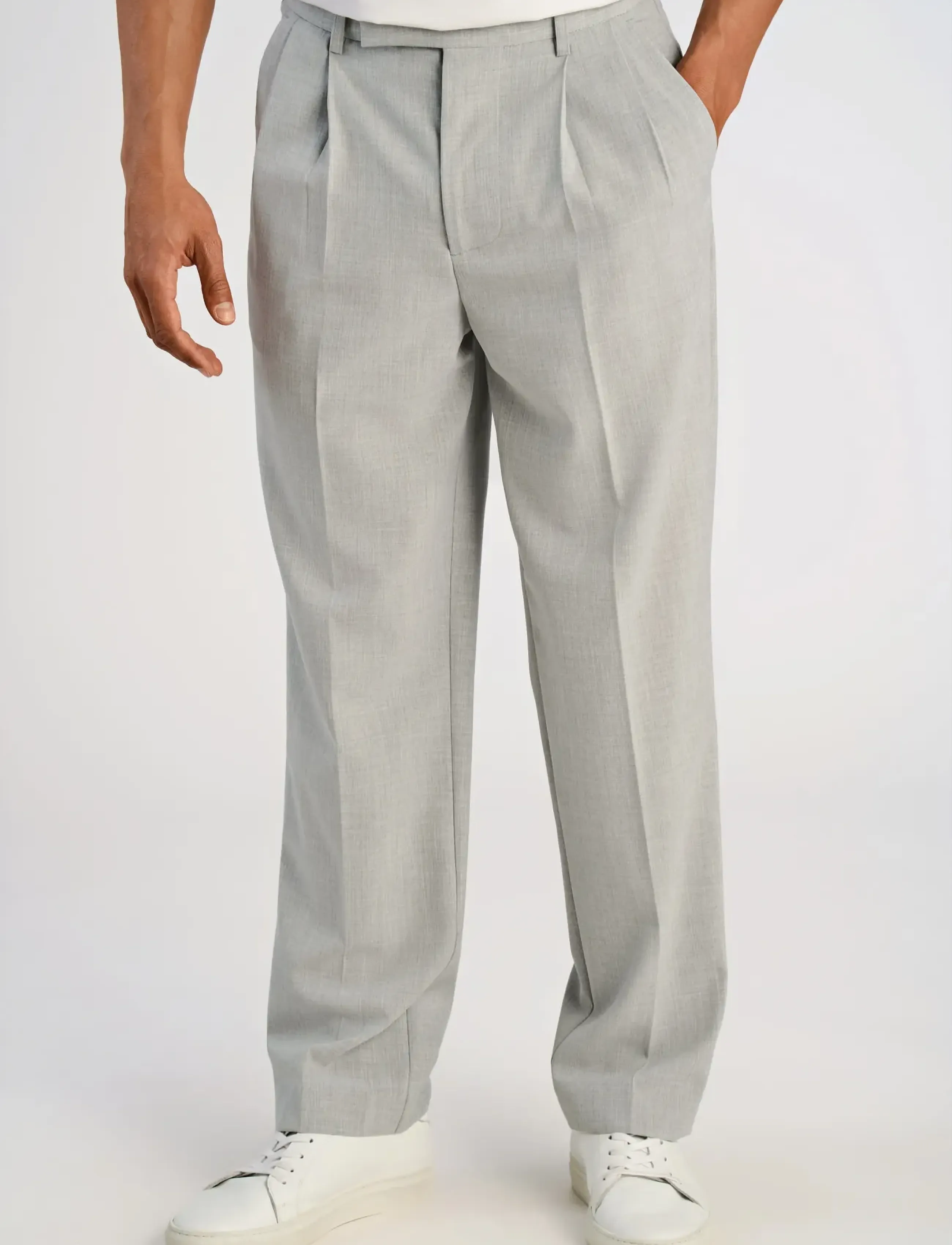 Lindbergh Relaxed straight leg formal pants - Formelle Hosen - LT GREY MIX / grey