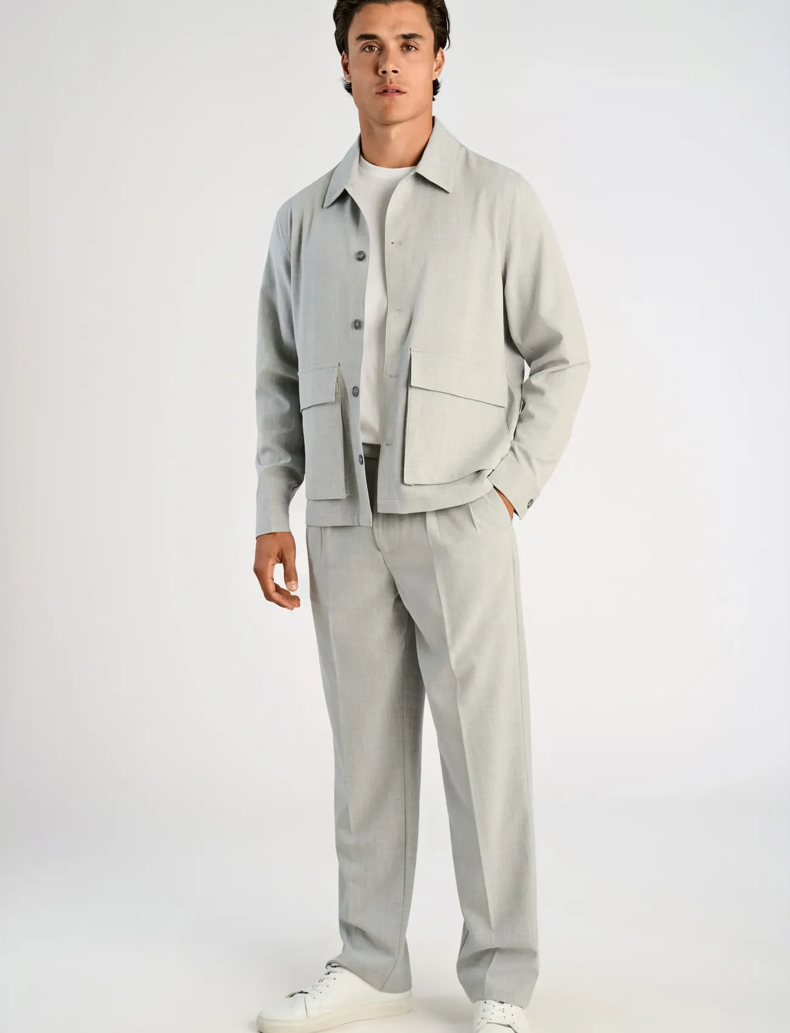 Lindbergh - Relaxed straight leg formal pants - Ülikonnapüksid - lt grey mix - 3