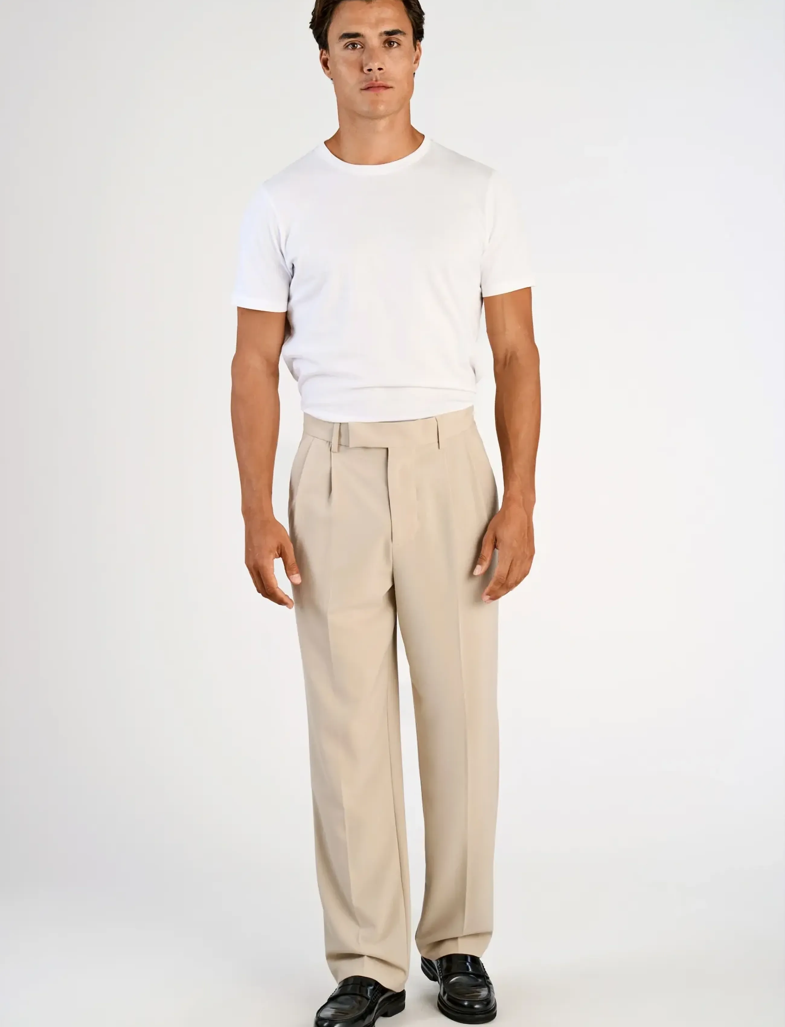 Lindbergh - Relaxed straight leg formal pants - dressbukser - pale sand - 3
