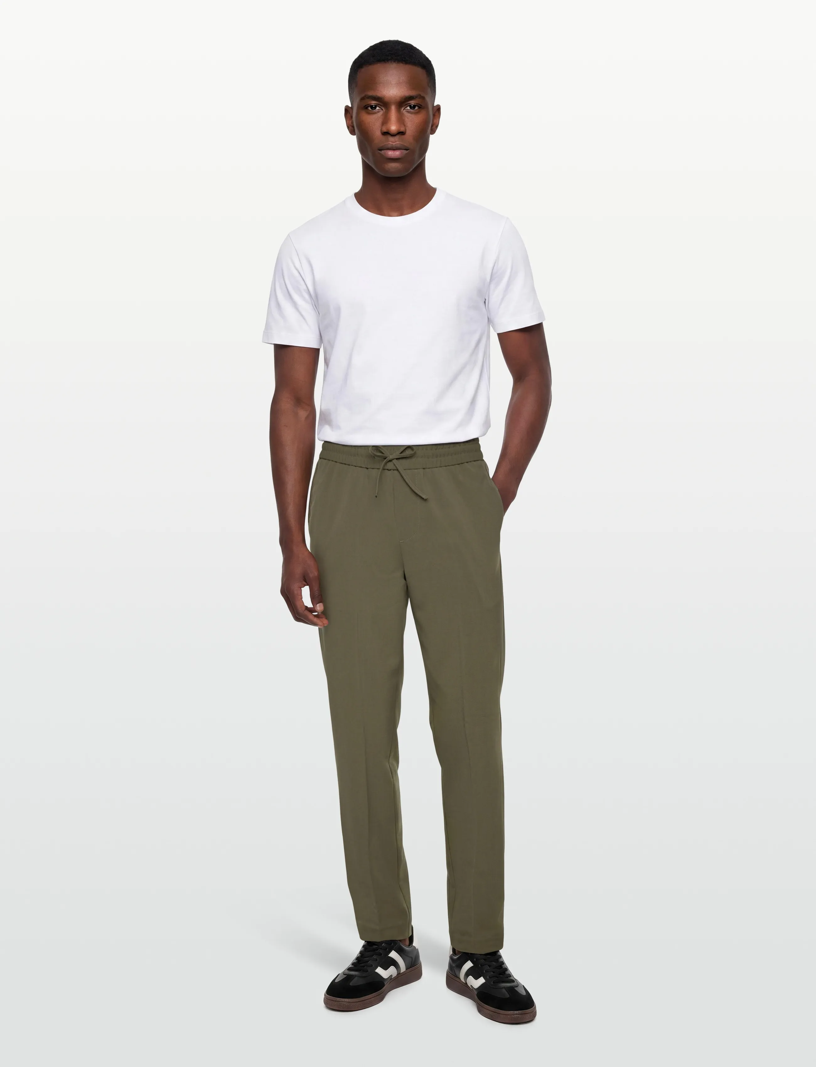 Lindbergh Relaxed Elasticated Pants, L, Trousers, Khakigrün - Casual, Männerswear