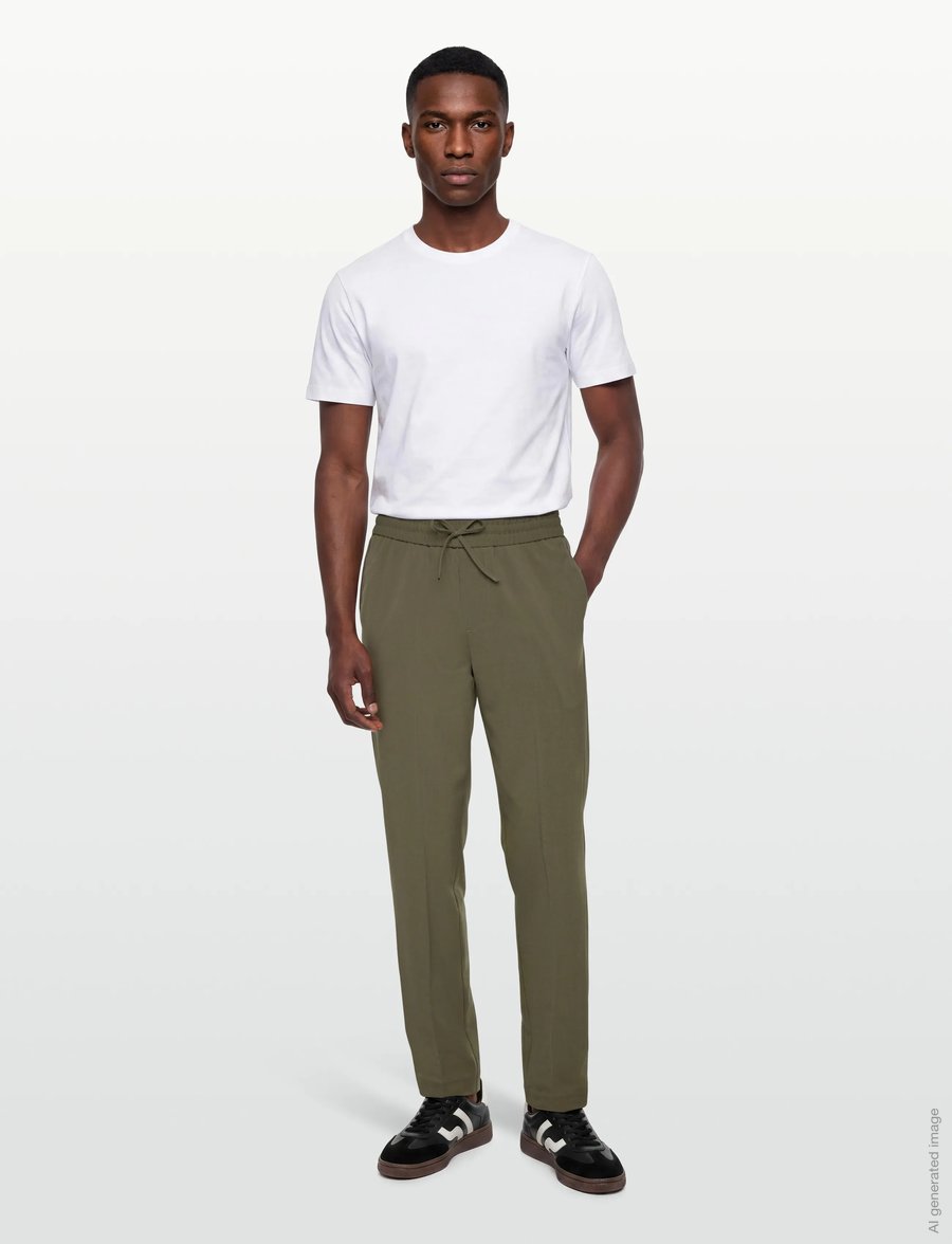 Lindbergh - Relaxed elasticated pants - freizeithosen - army - 0