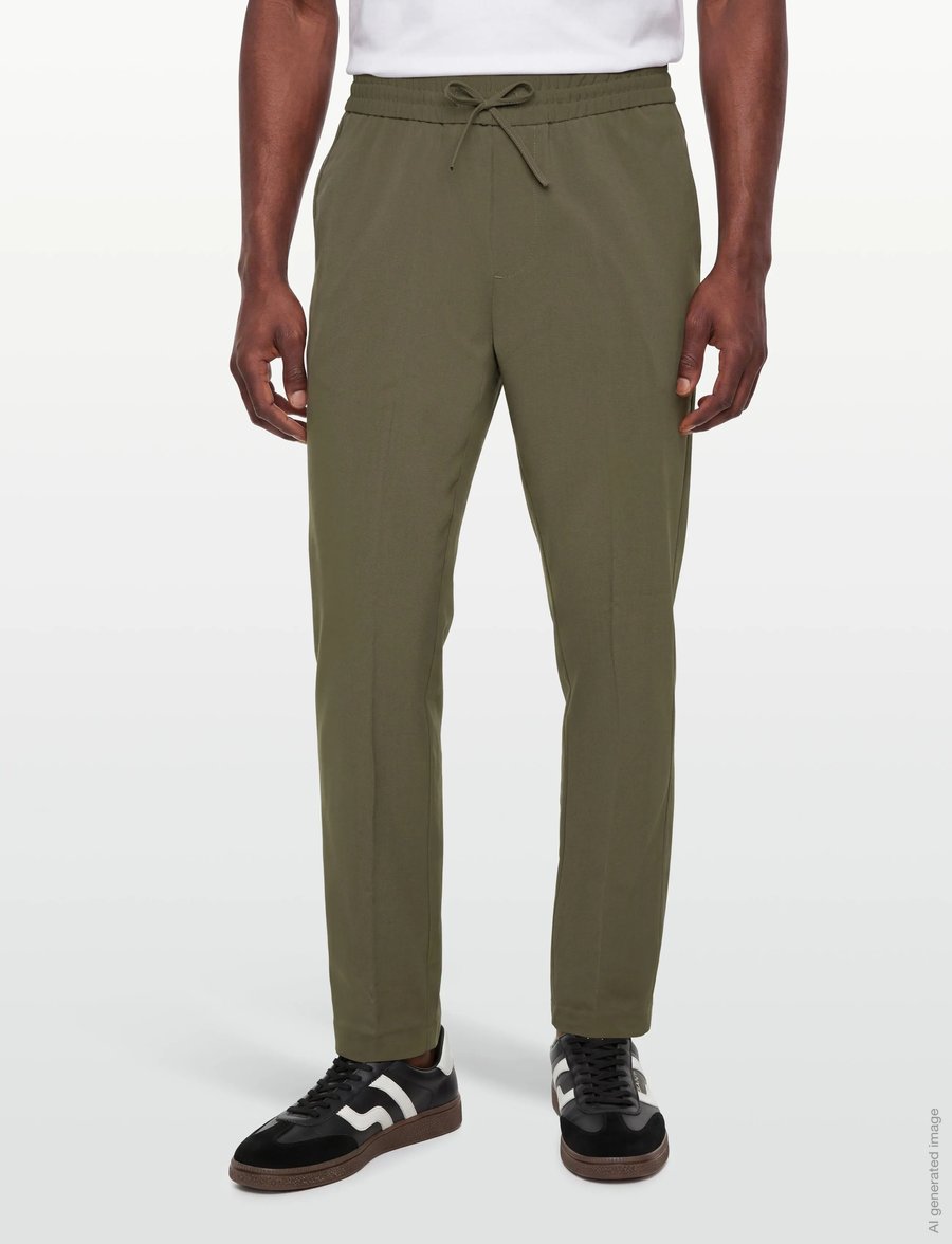 Lindbergh - Relaxed elasticated pants - freizeithosen - army - 3