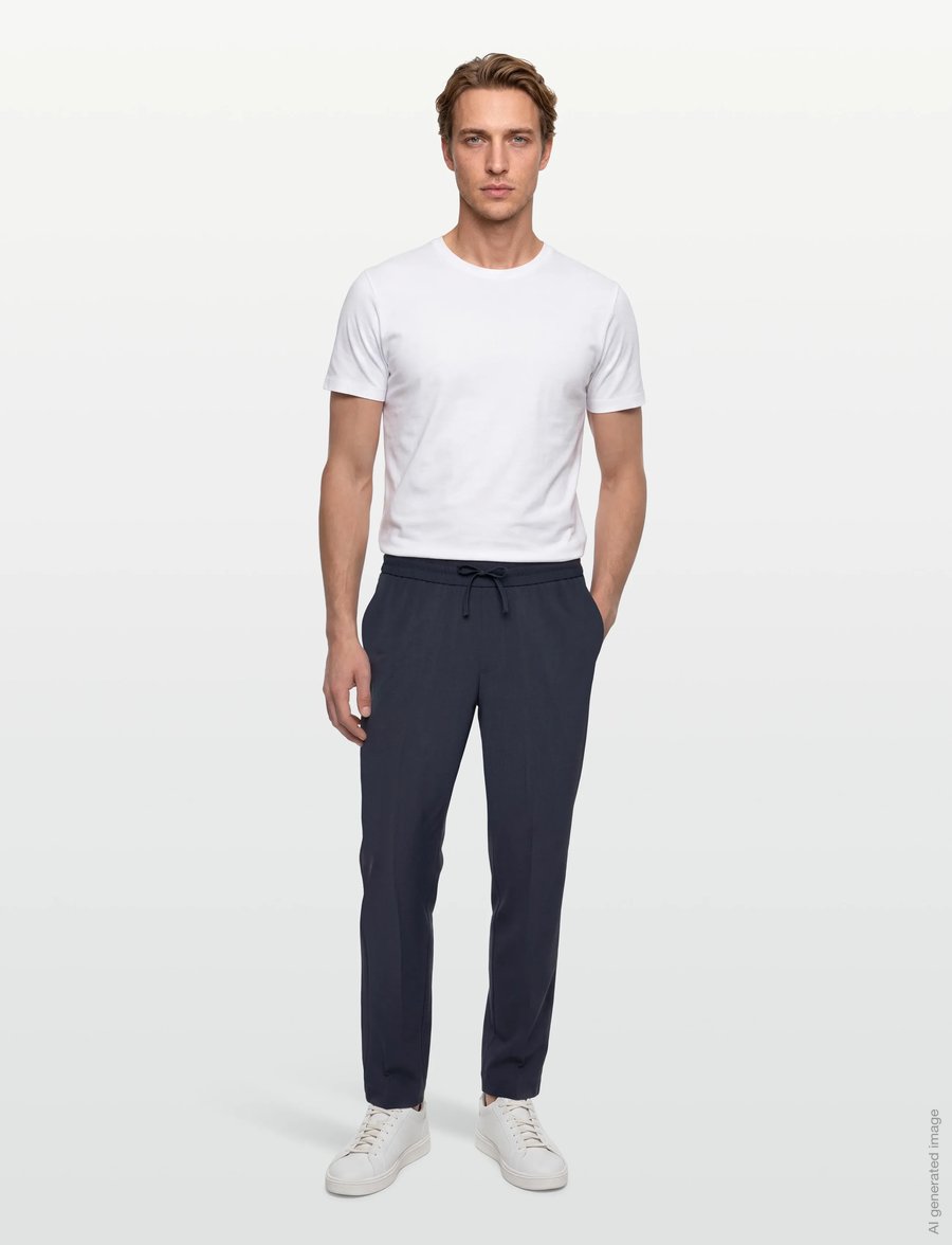 Lindbergh - Relaxed elasticated pants - freizeithosen - dk dusty blue - 0