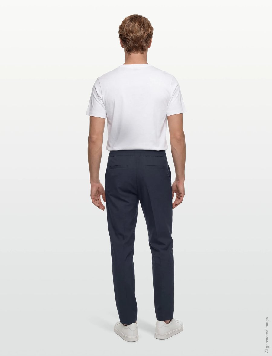 Lindbergh - Relaxed elasticated pants - freizeithosen - dk dusty blue - 4