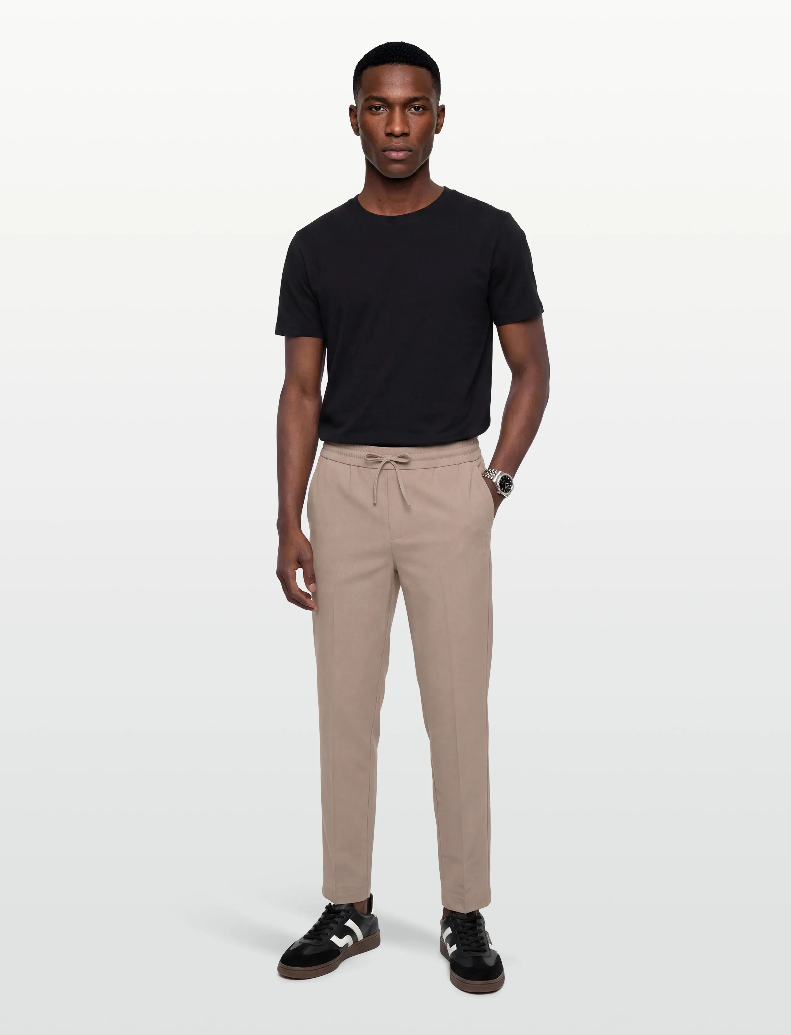 Lindbergh Relaxed Elasticated Pants, L, Trousers, Beige - Casual, Männerswear