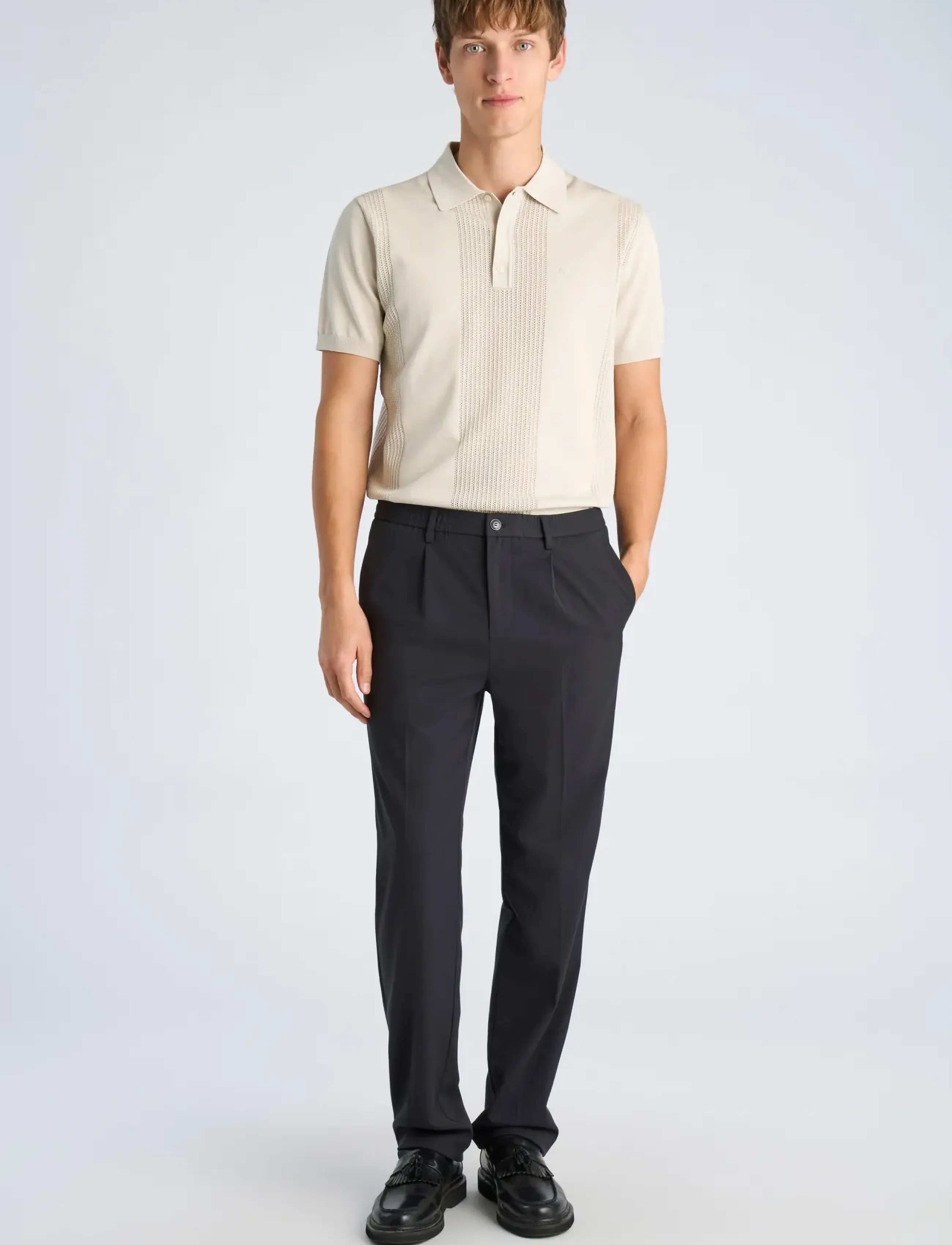 Lindbergh Stretch twill elasticated pants - Trousers - DK NAVY / navy