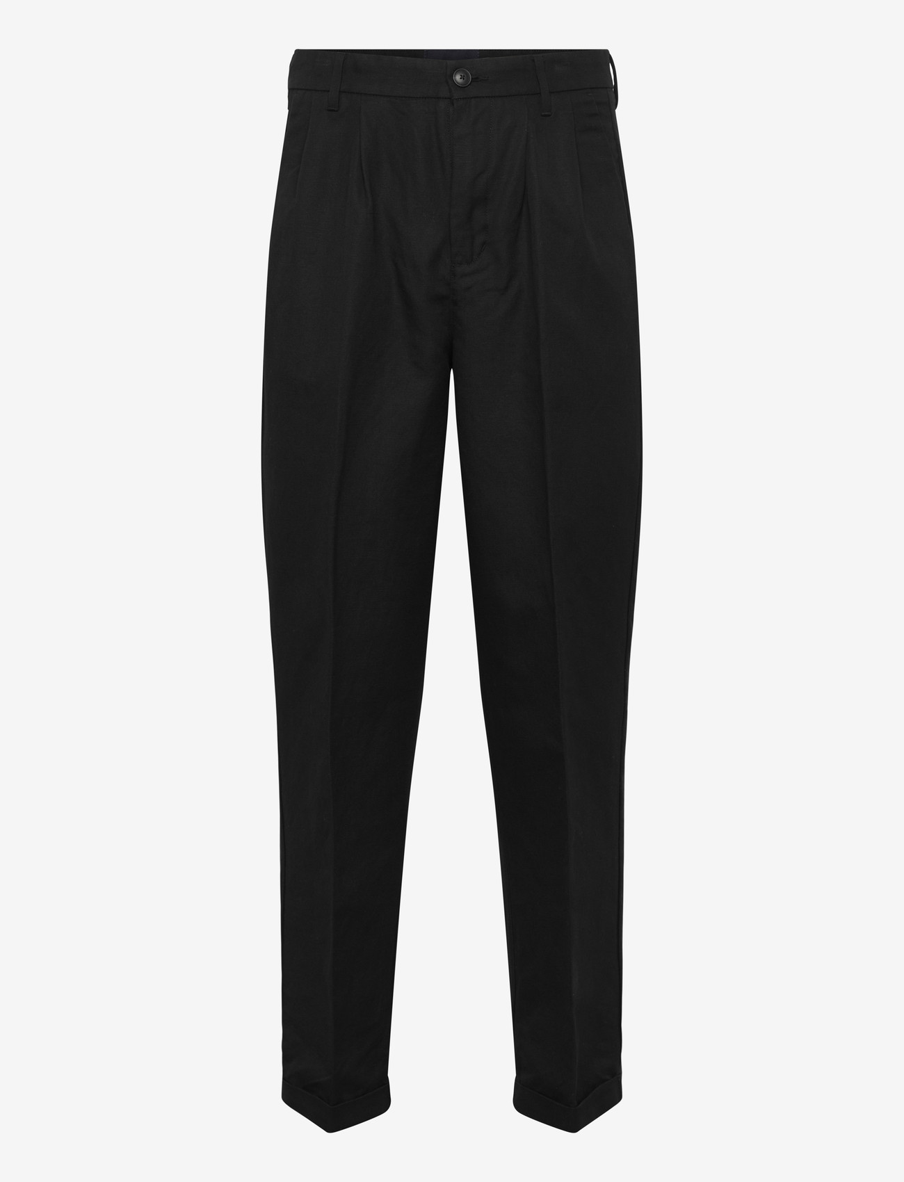 Lindbergh - Linen blend pleated pants - linen trousers - black - 0