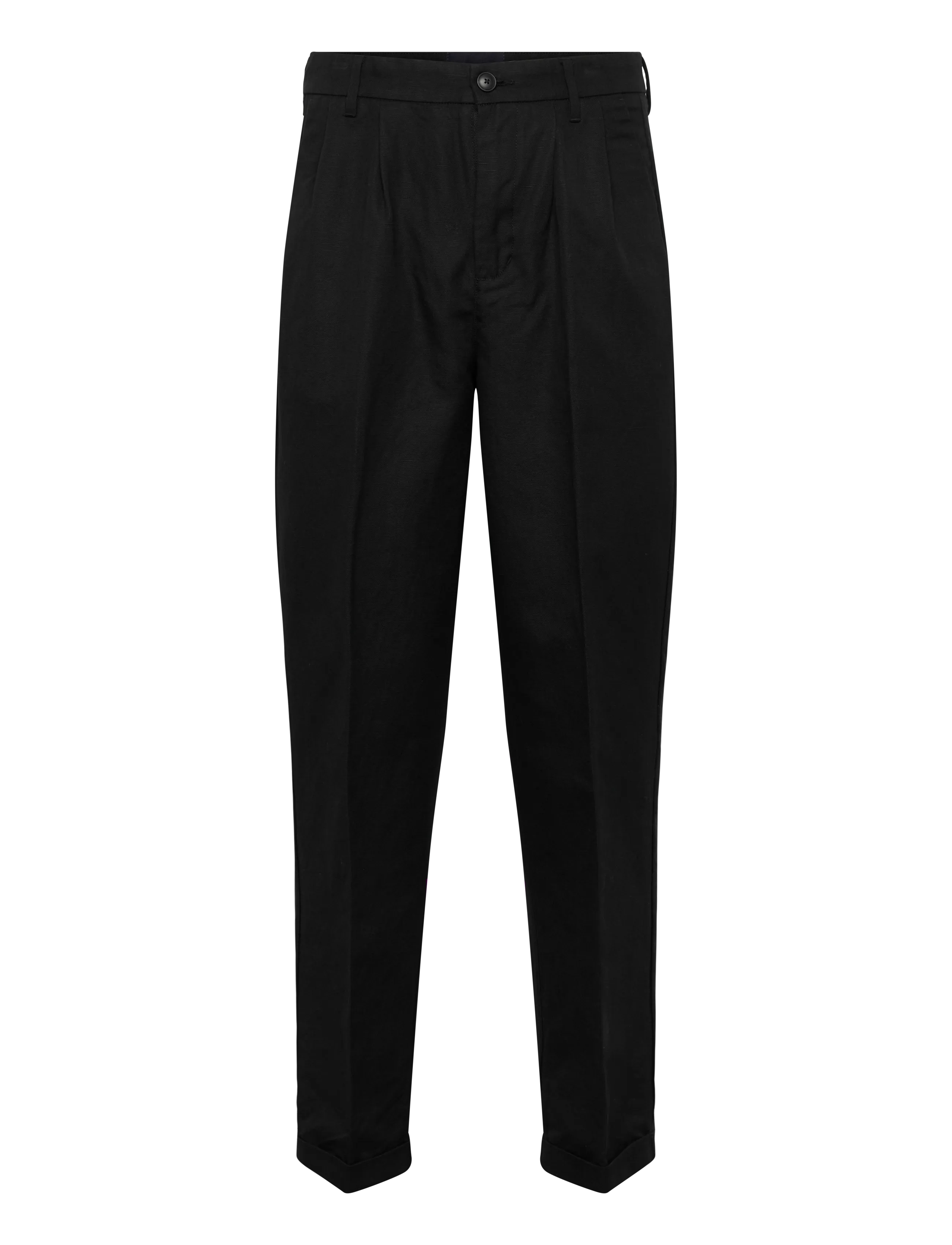 Lindbergh Linen blend pleated pants - Trousers - BLACK / black