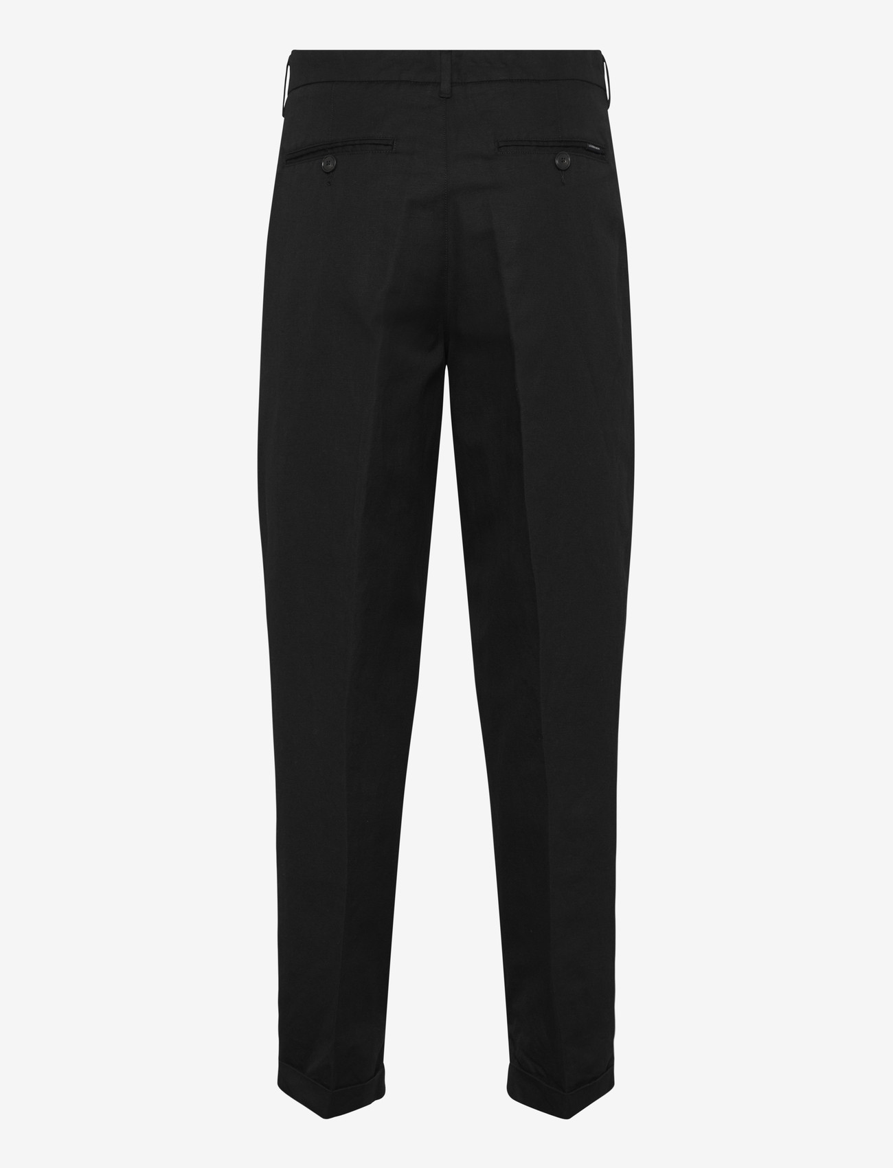 Lindbergh - Linen blend pleated pants - linen trousers - black - 1