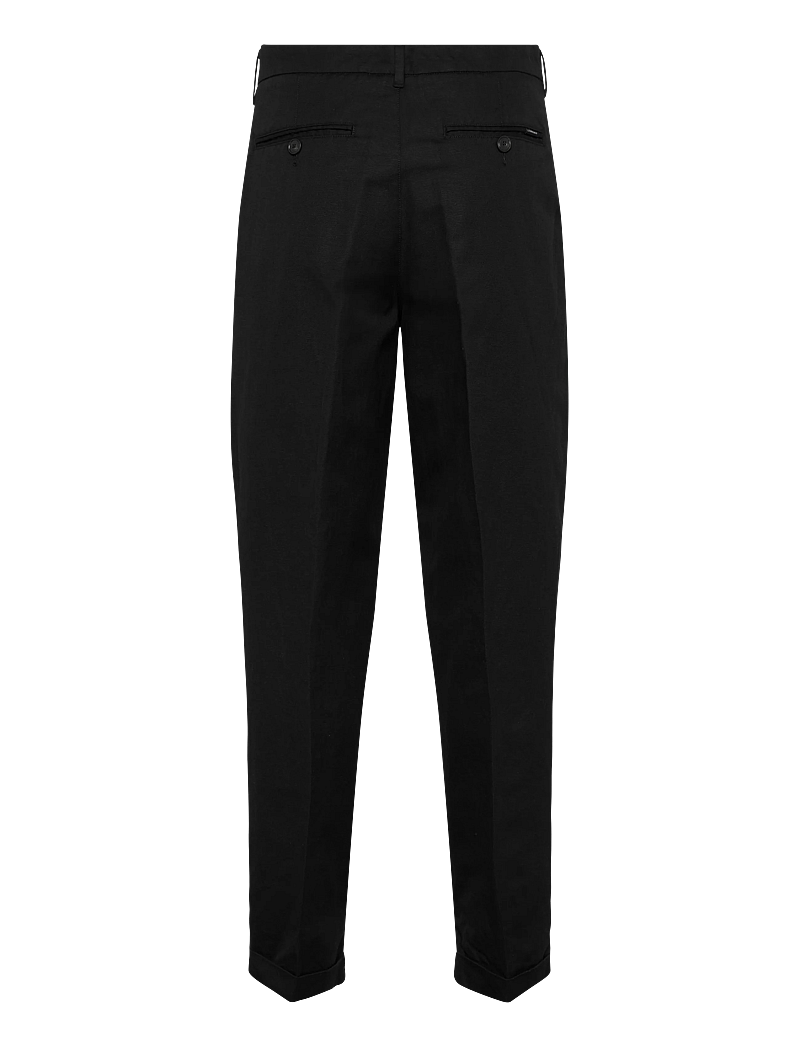 Lindbergh - Linen blend pleated pants - linen trousers - black - 1