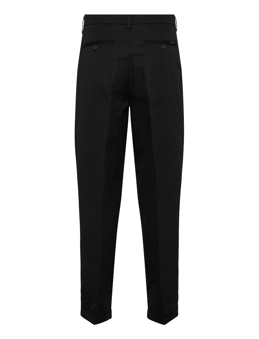 Lindbergh - Linen blend pleated pants - linen trousers - black - 2