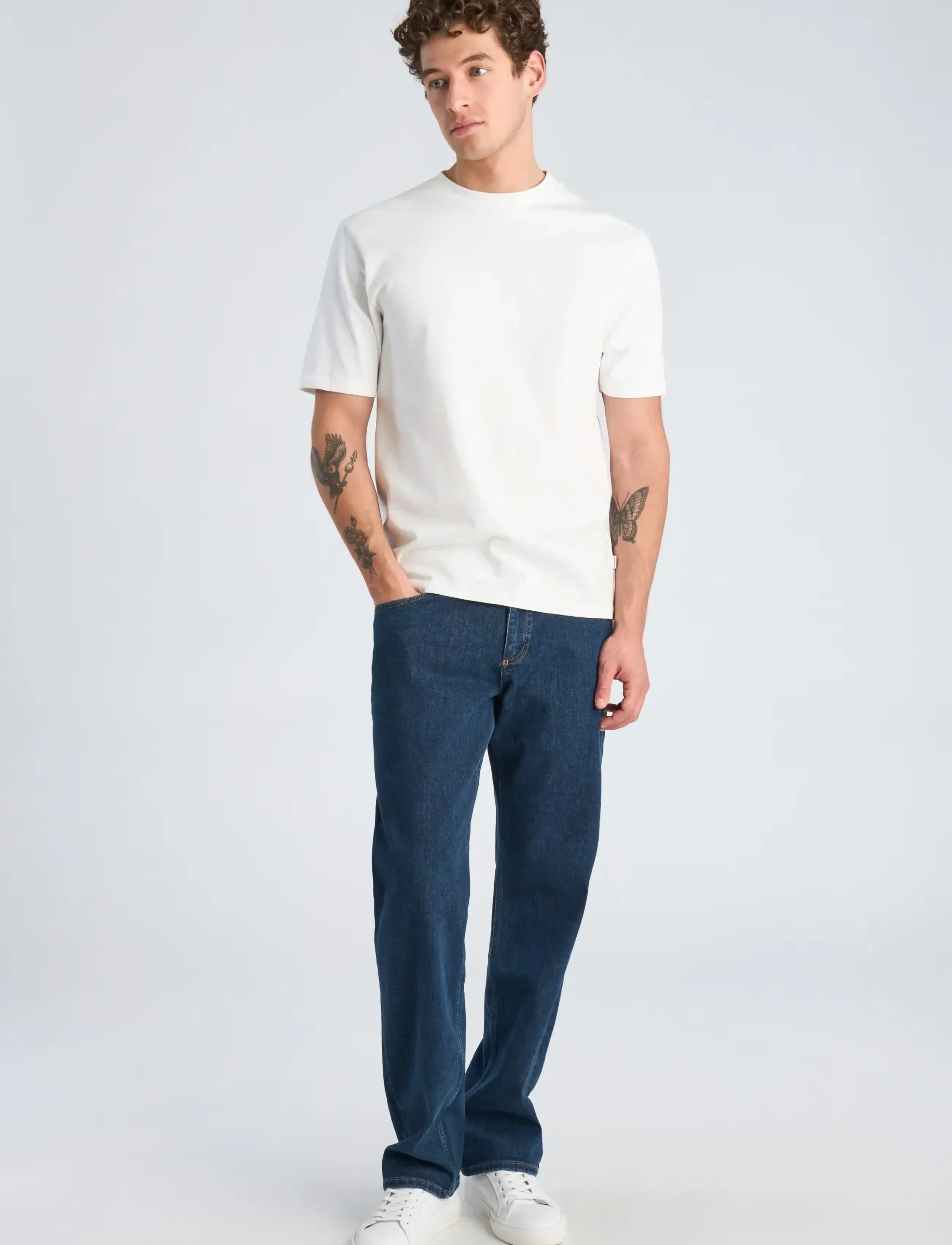 Lindbergh Mid Wash Indigo Loose Fit Jeans, 32 x 32, Blue, Jeans > Afslappede, Herre