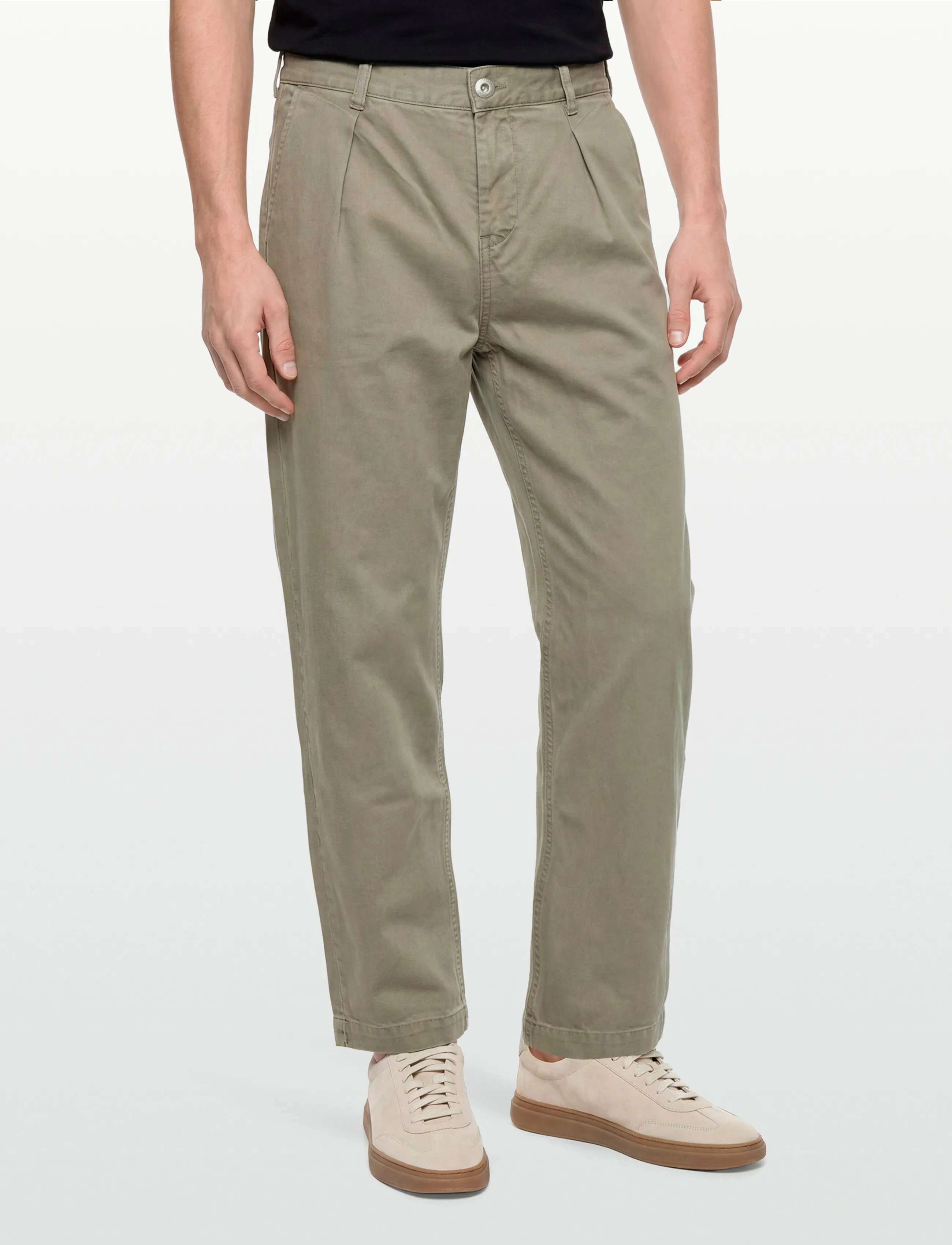Lindbergh - Pleated pants in colored denim - loose jeans - army denim - 3