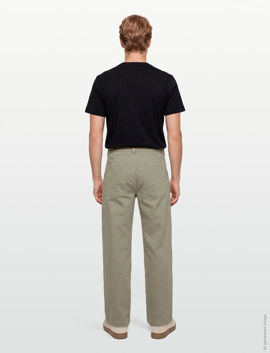 Lindbergh - Pleated pants in colored denim - loose jeans - army denim - 4