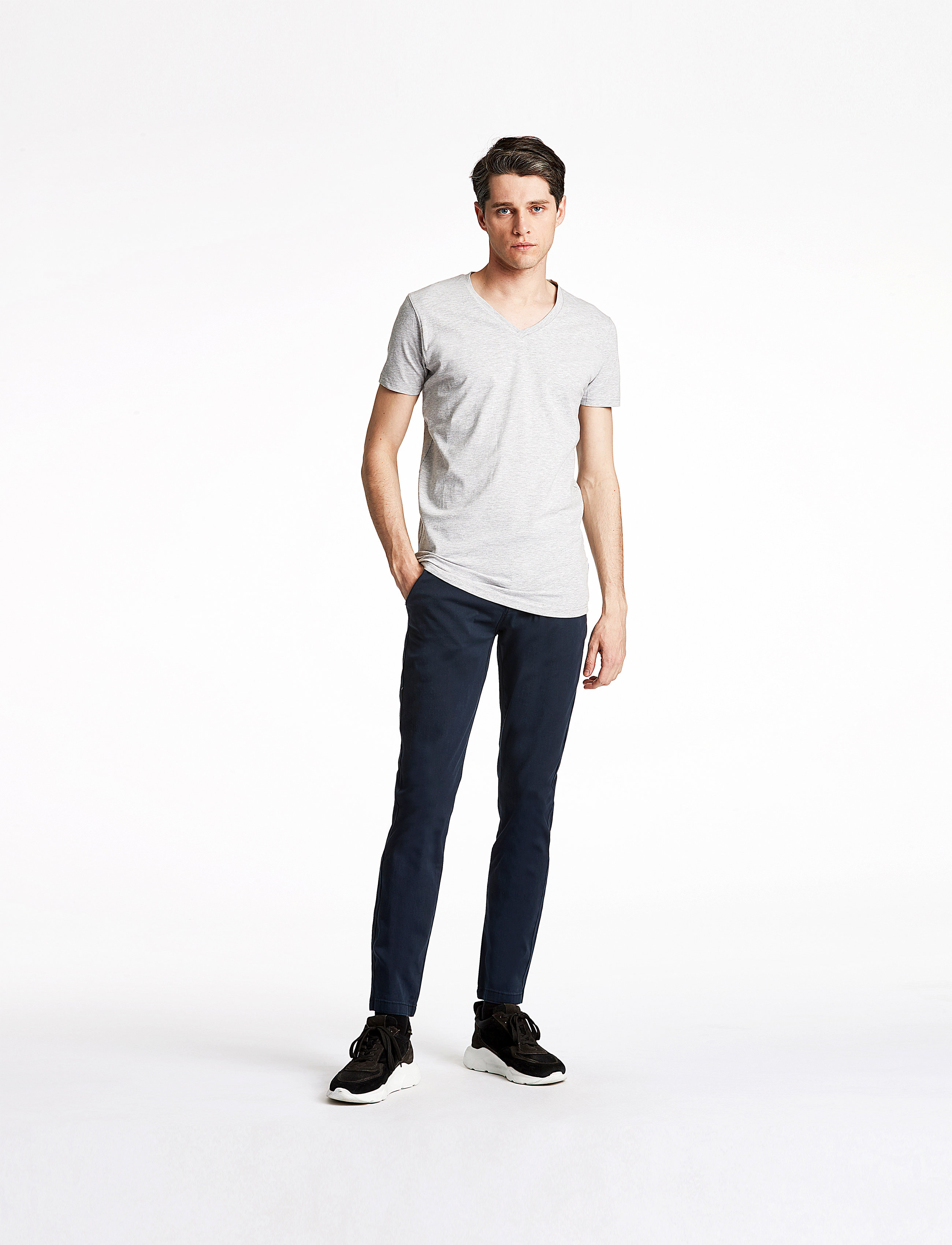 Lindbergh Classic stretch chino w?. belt - Chinos - NAVY / navy