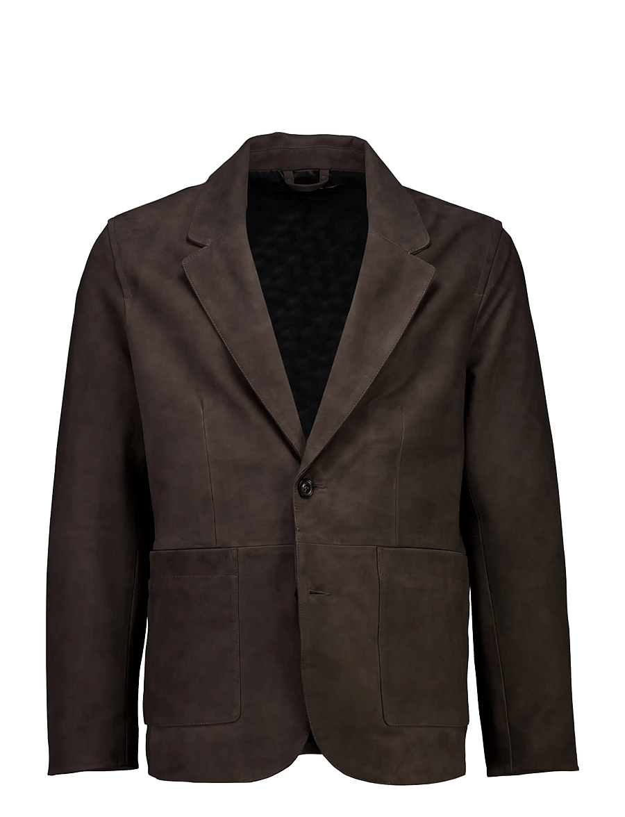Lindbergh - Nubuck casual blazer - enkeltradede blazere - dk brown - 0