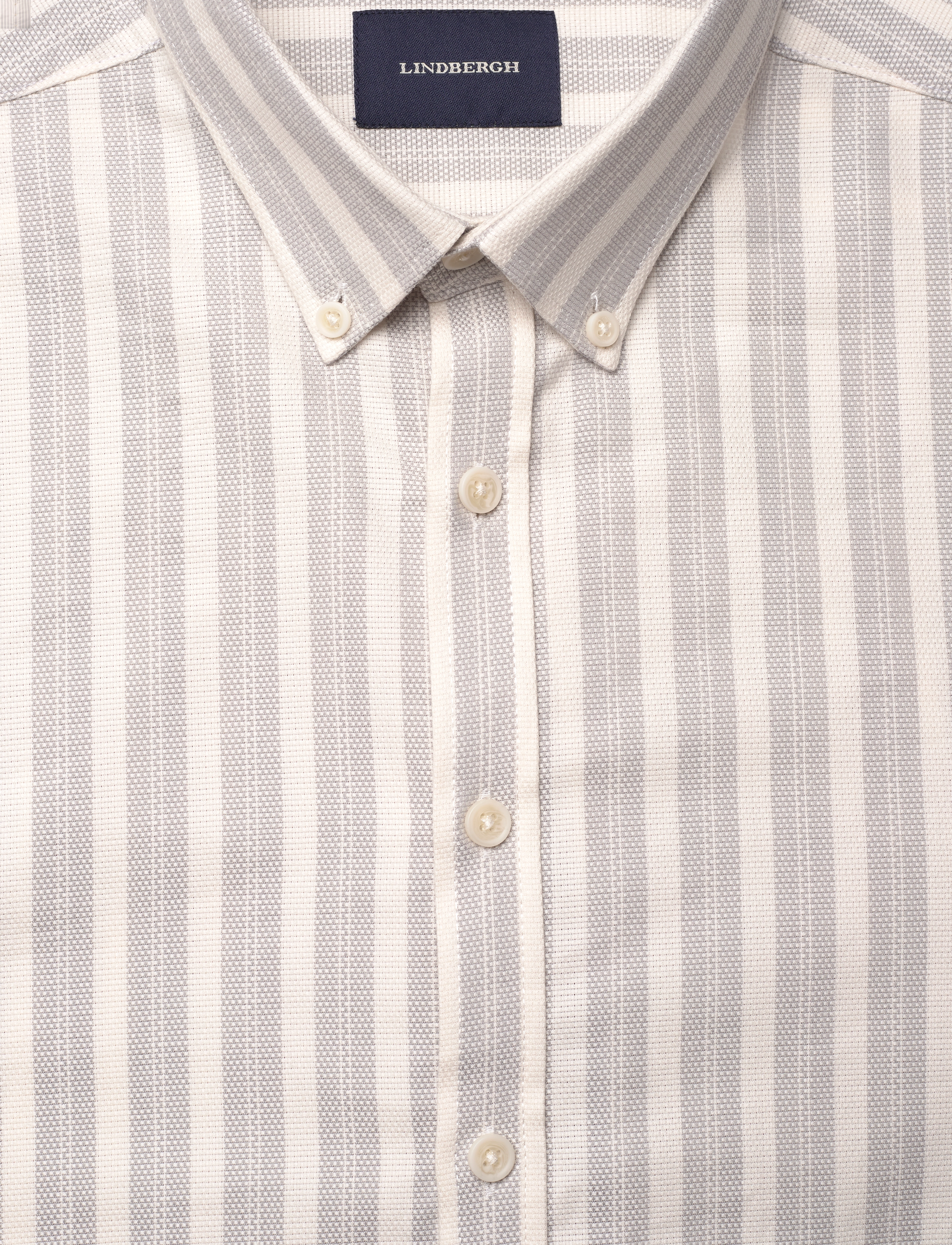 Lindbergh - Striped oxford shirt L/S - oxford skjorter - ecru - 2