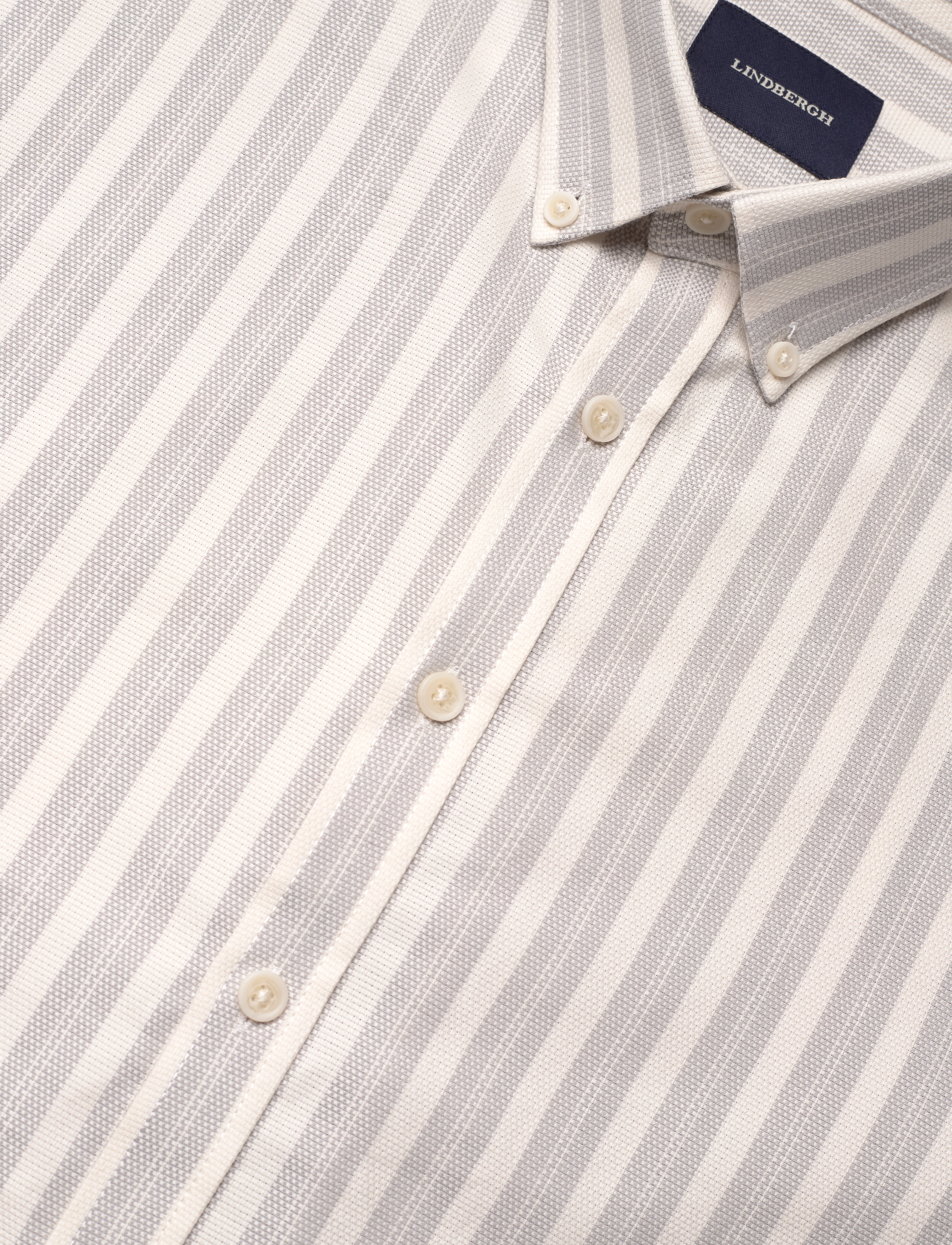 Lindbergh - Striped oxford shirt L/S - oxford skjorter - ecru - 3