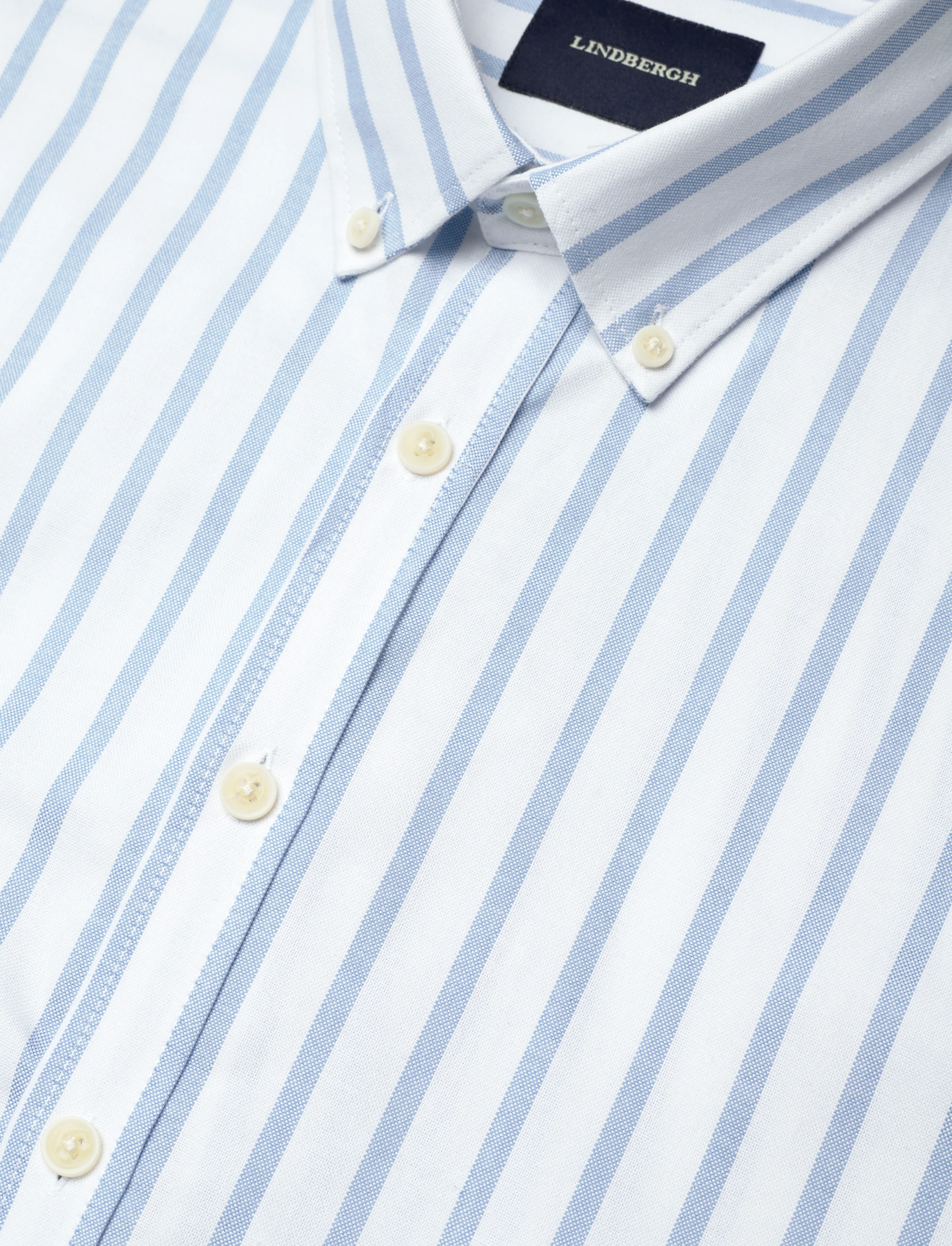 Lindbergh - Striped oxford shirt L/S - oxford skjorter - lt blue - 3