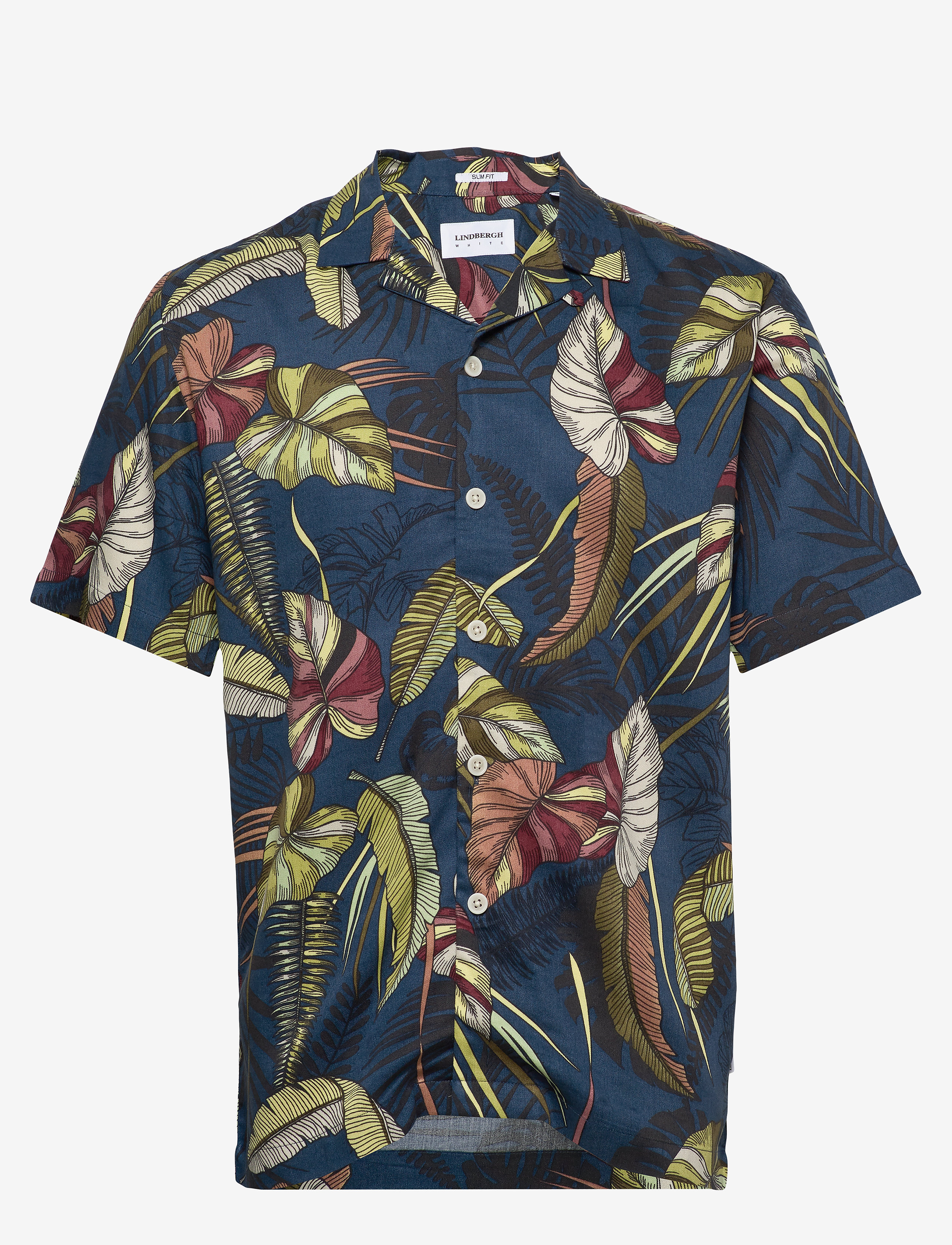 Lindbergh - Resort viscose print shirt S/S - blue - 0