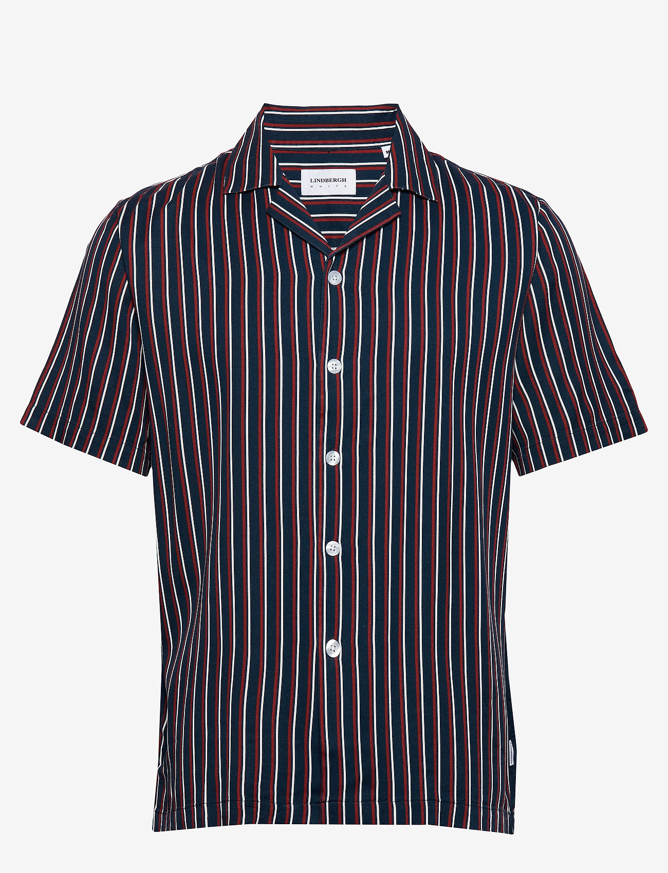 Lindbergh - Striped visc resort shirt S/S - dark blue - 0