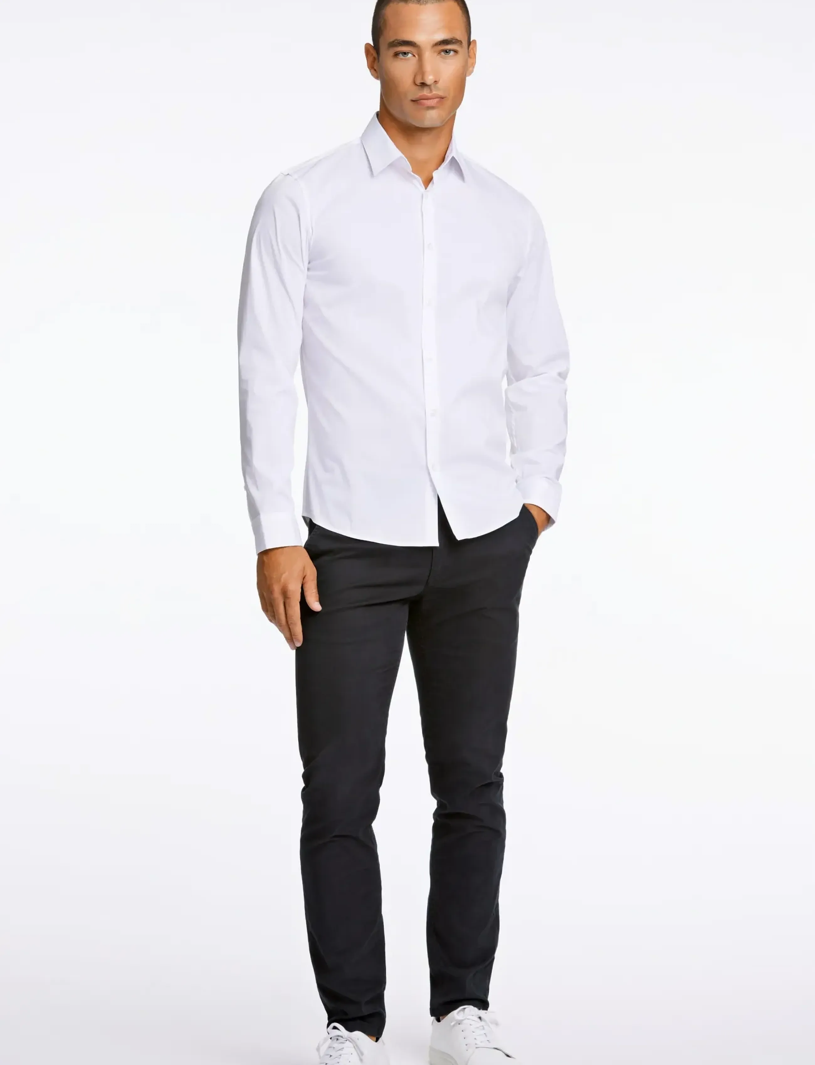 Lindbergh Superflex poplin shirt L/S - Spring Wardrobe - WHITE / white