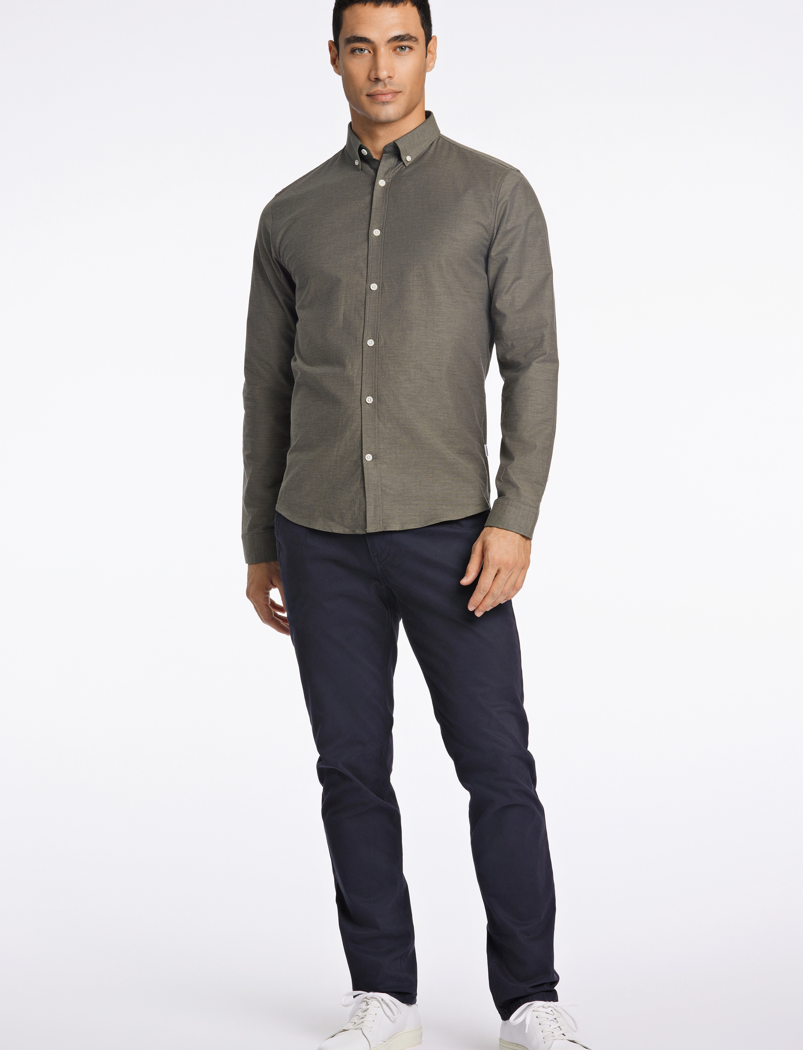 Lindbergh - Yarn dyed oxford superflex shirt L/S - oxfordi särgid - army mix - 4