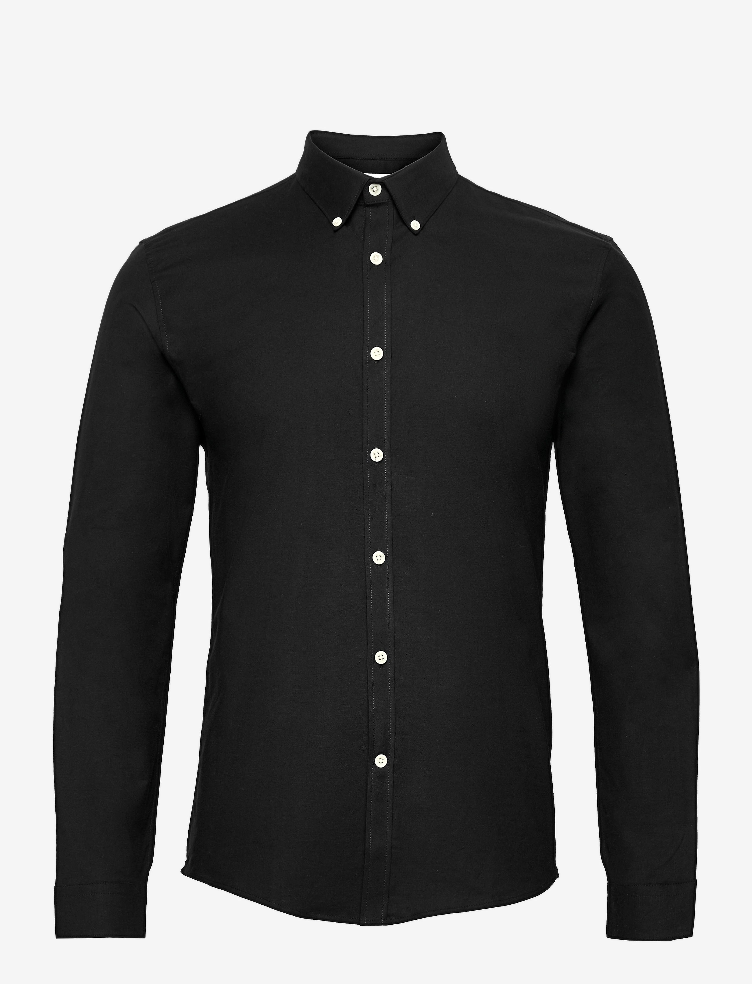 LINDBERGH Yarn Dyed Oxford Superflex Shirt L/S Schwarz - L - Herren