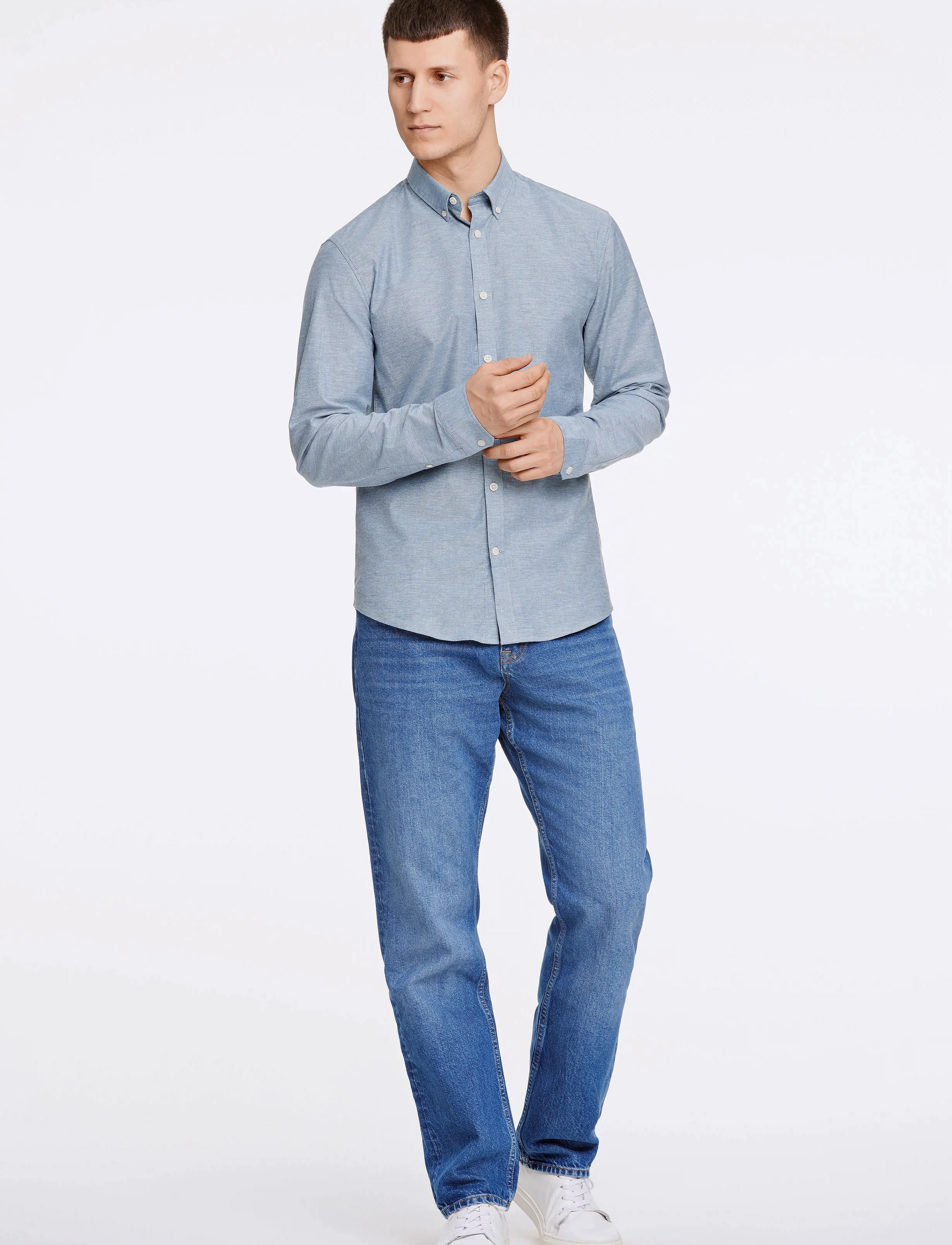 Lindbergh - Yarn dyed oxford superflex shirt L/S - oxford overhemden - dk blue mix - 4