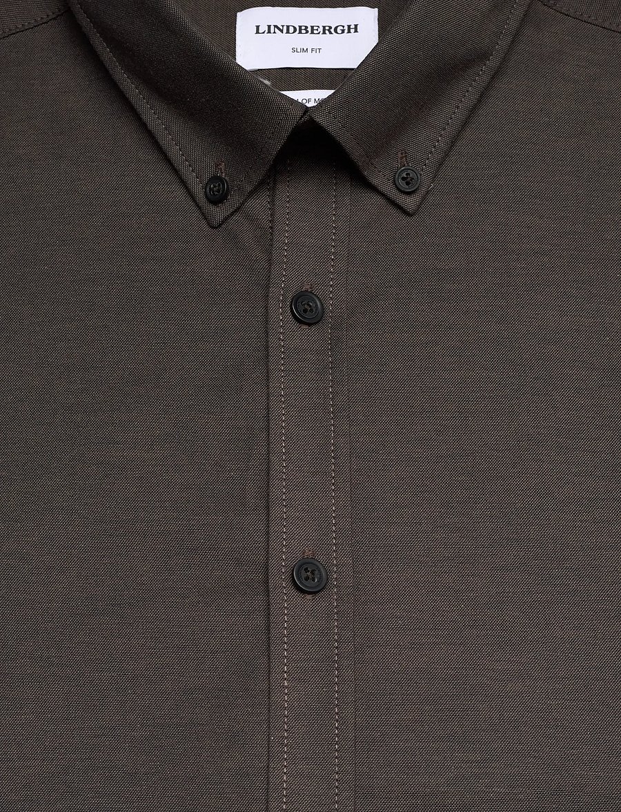 Lindbergh - Yarn dyed oxford superflex shirt L/S - oxford-kauluspaidat - dk brown mix - 2