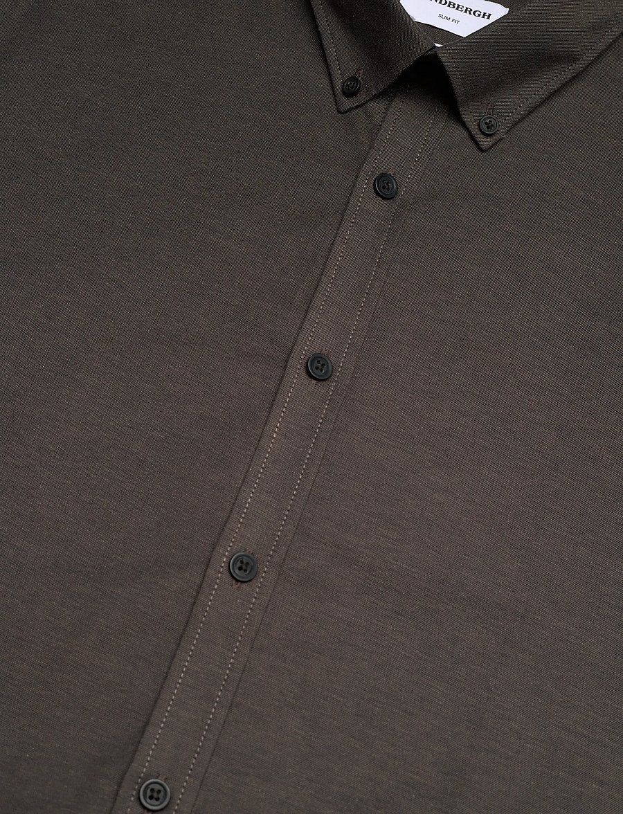 Lindbergh - Yarn dyed oxford superflex shirt L/S - oxford-kauluspaidat - dk brown mix - 3
