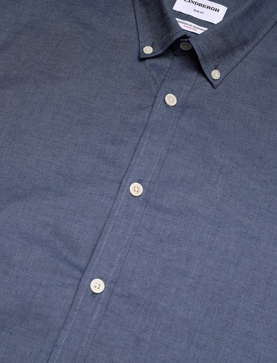 Lindbergh - Yarn dyed oxford superflex shirt L/S - oxfordi särgid - dust blue mix - 3