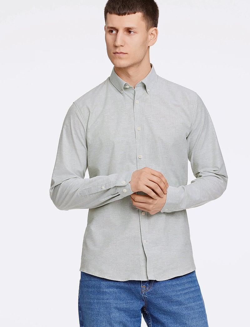 Lindbergh - Yarn dyed oxford superflex shirt - oxford shirts - lt army mix - 0