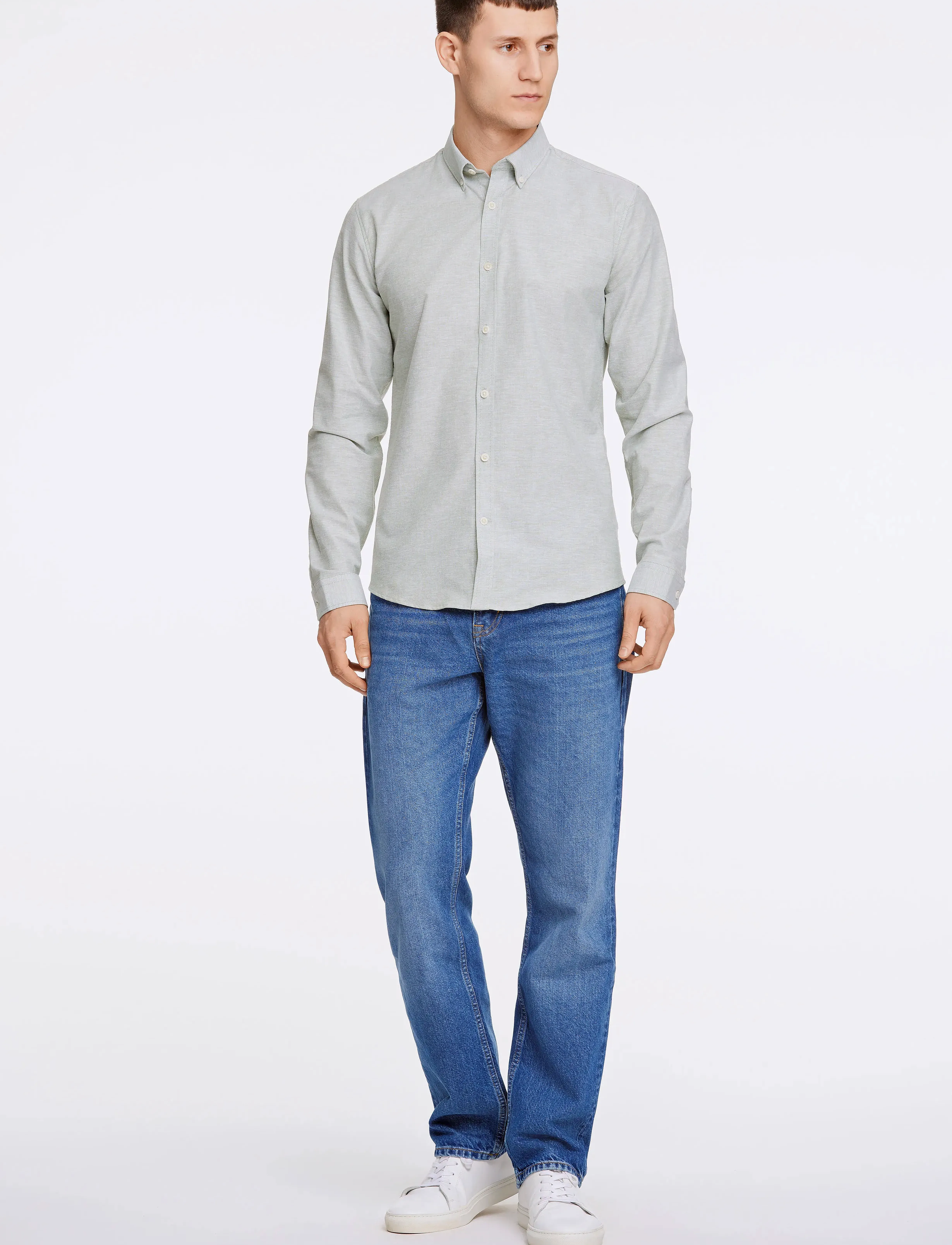 Lindbergh - Yarn dyed oxford superflex shirt L/S - oxfordi särgid - lt army mix - 4