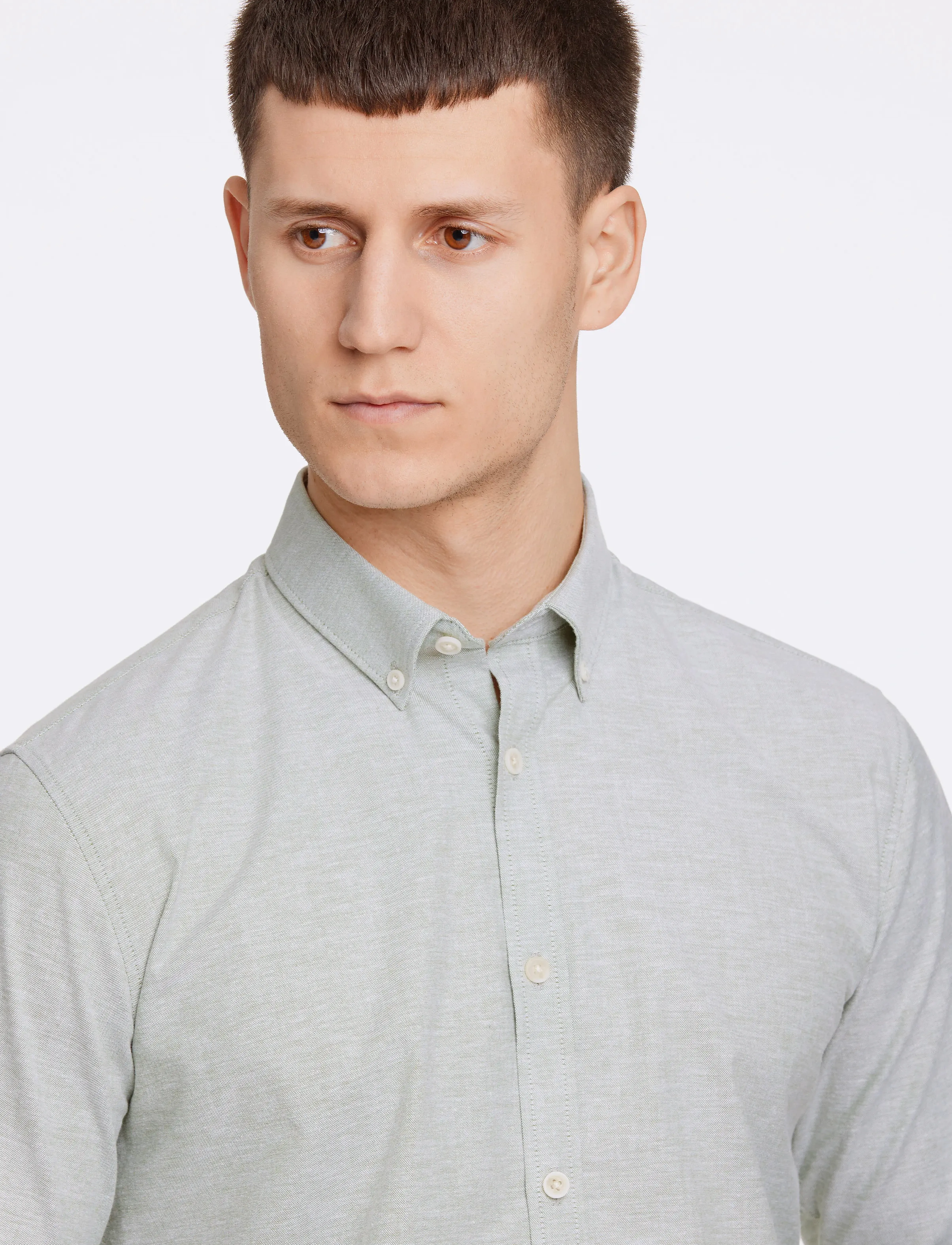 Lindbergh - Yarn dyed oxford superflex shirt L/S - oxfordi särgid - lt army mix - 5