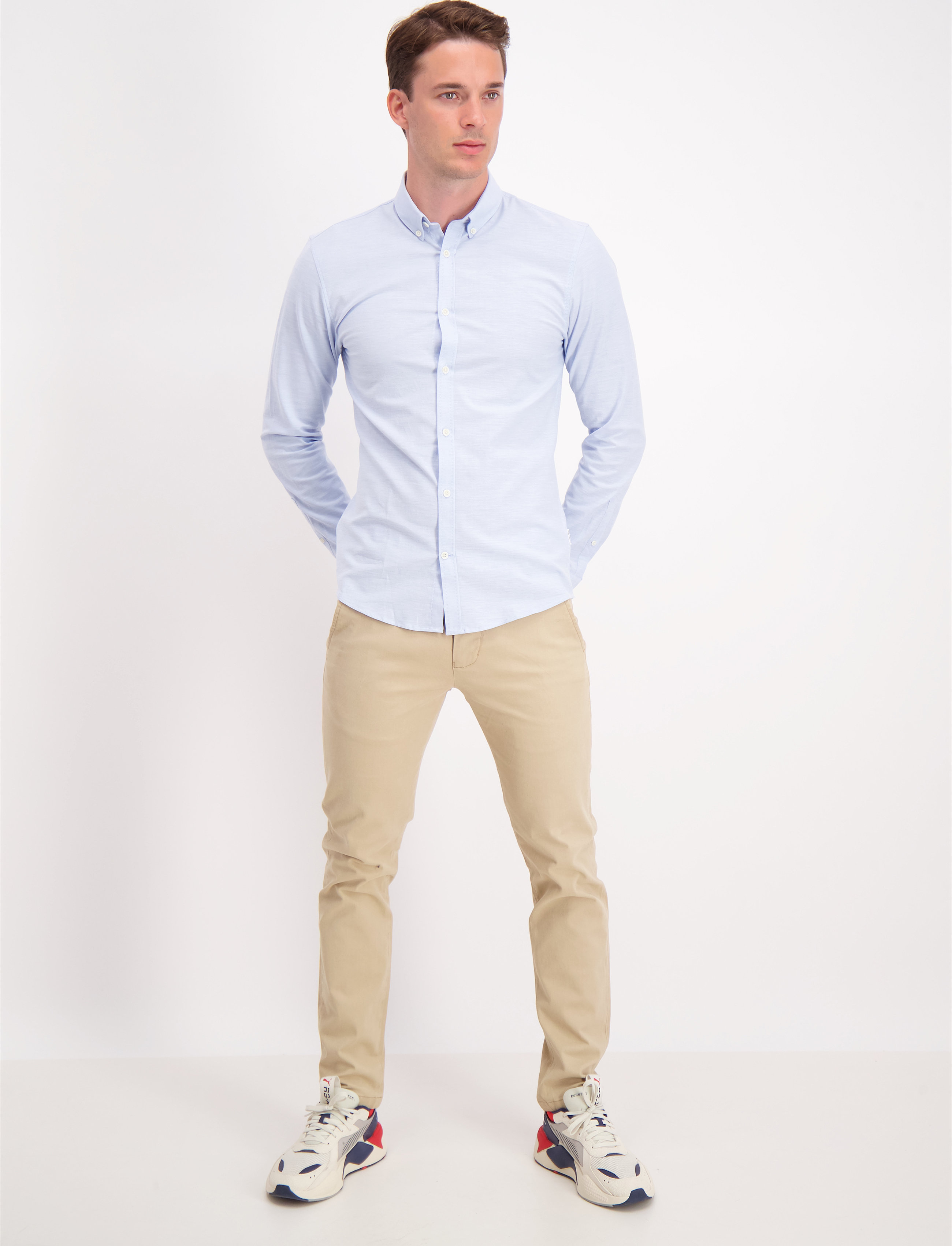 Lindbergh Yarn dyed oxford superflex shirt - Skjortor - LT BLUE MIX / blue