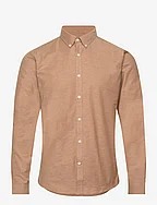 Oxford superflex shirt L/S - LT BROWN MIX