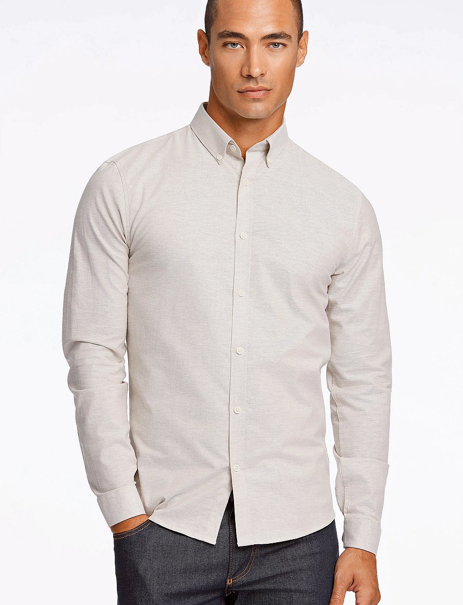 Lindbergh - Yarn dyed oxford superflex shirt L/S - oxfordi särgid - lt sand mix - 0