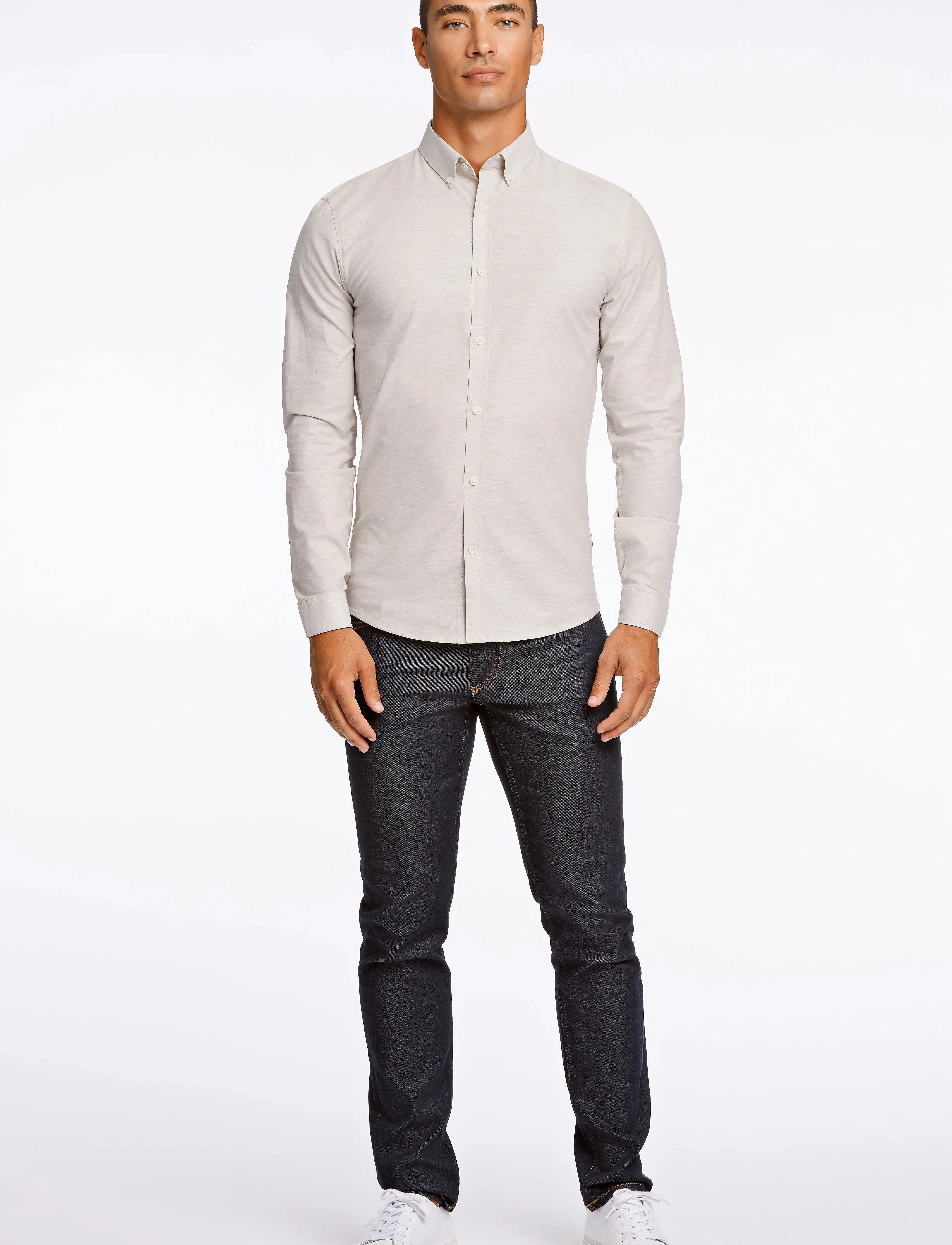 Lindbergh - Yarn dyed oxford superflex shirt L/S - oxfordi särgid - lt sand mix - 4